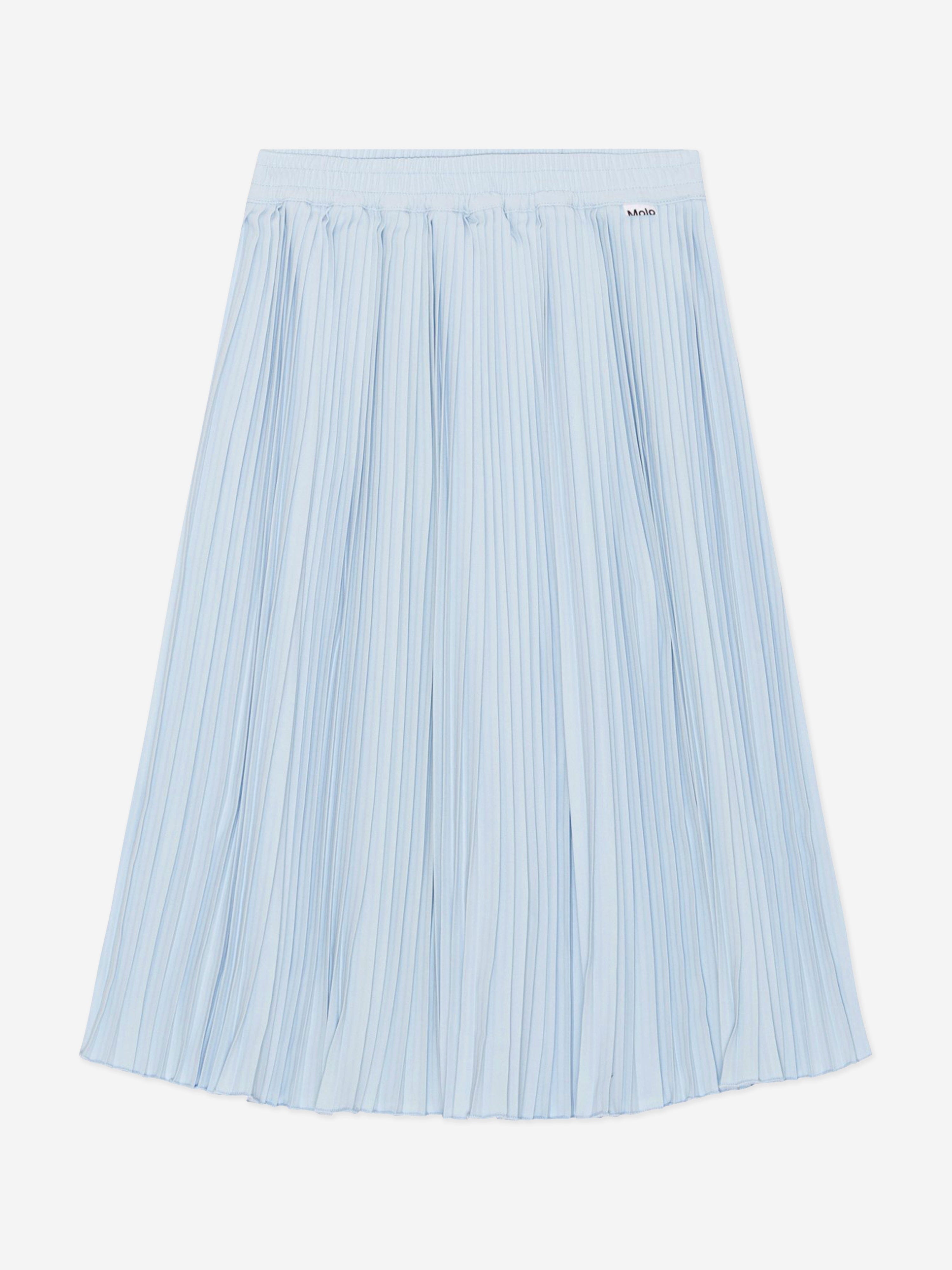 Molo Girls Pleated Midi Skirt in Blue