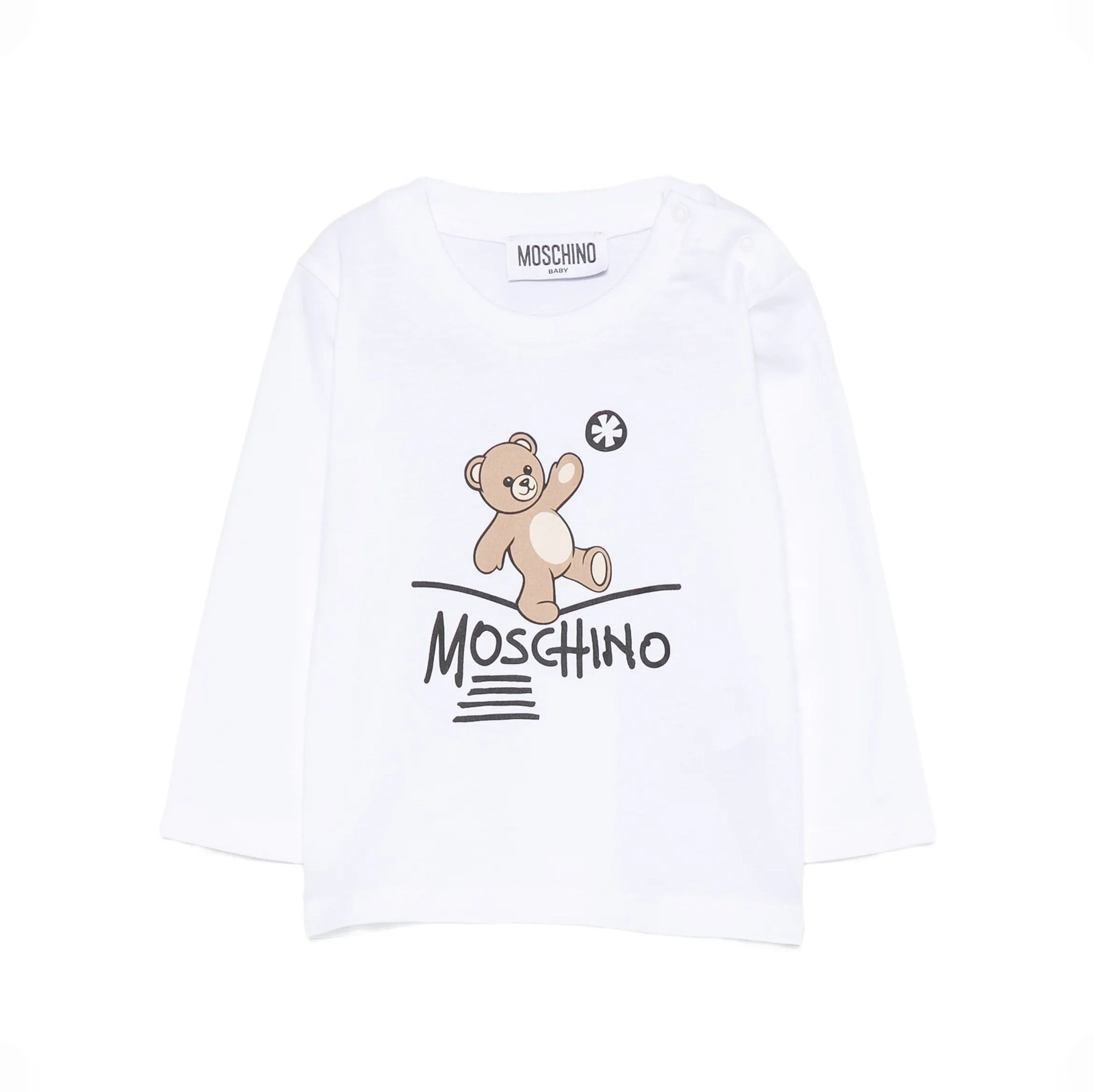Baby Boys & Girls White Printed Cotton T-Shirt