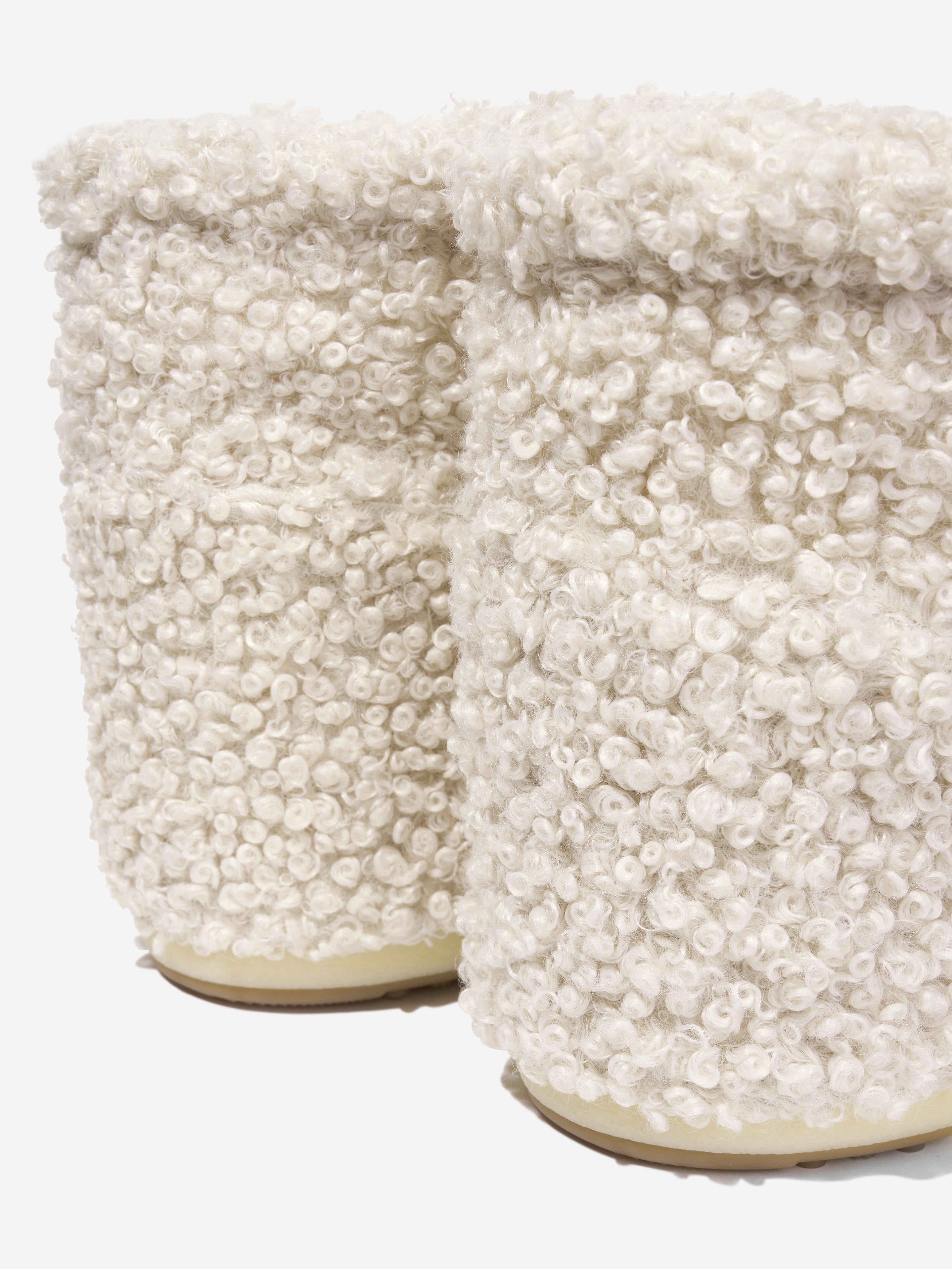 Kids Icon Low Faux Curly Boots in Ivory