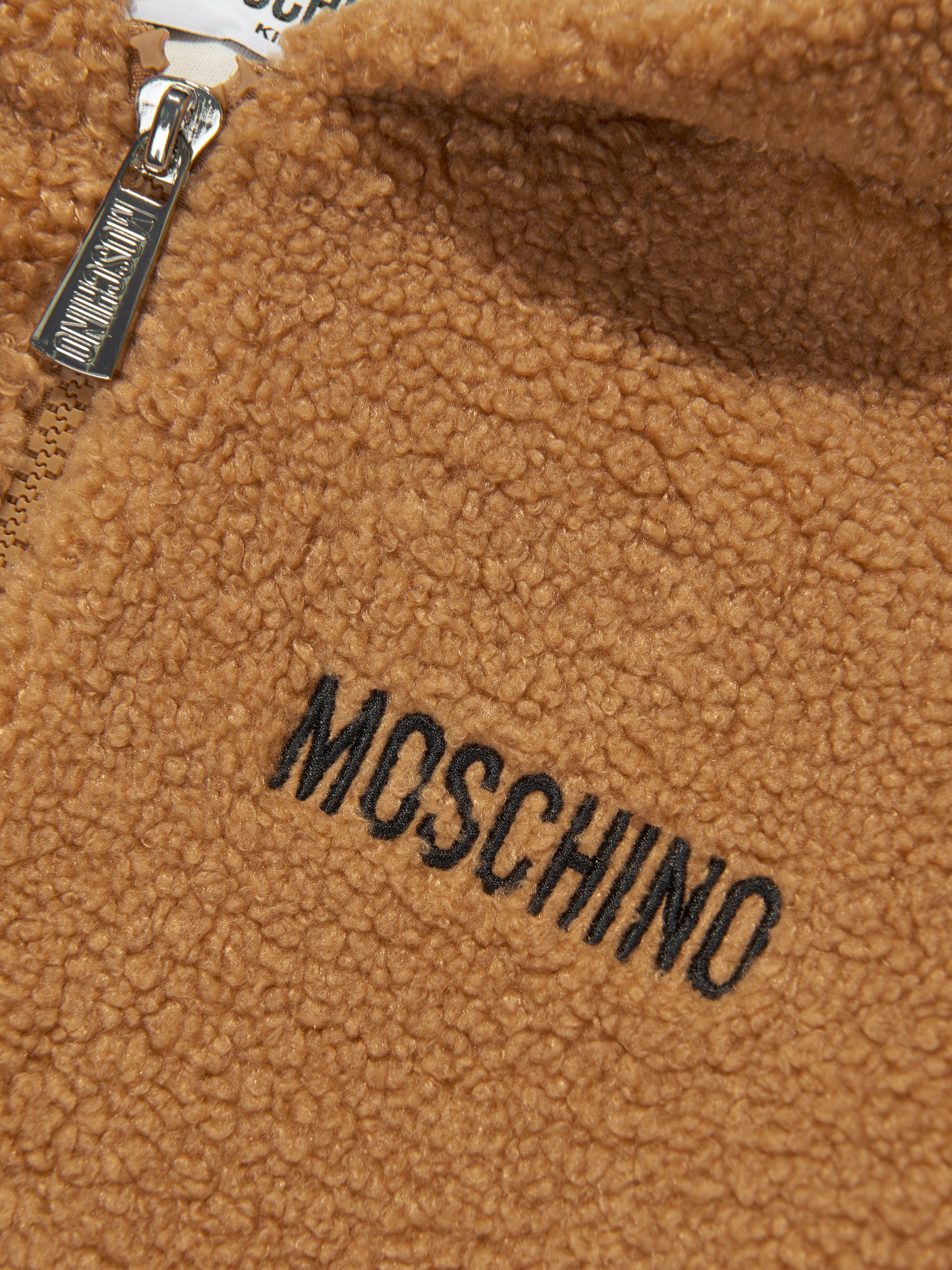 Moschino Girls Teddy Bear Zip Up Top in Brown