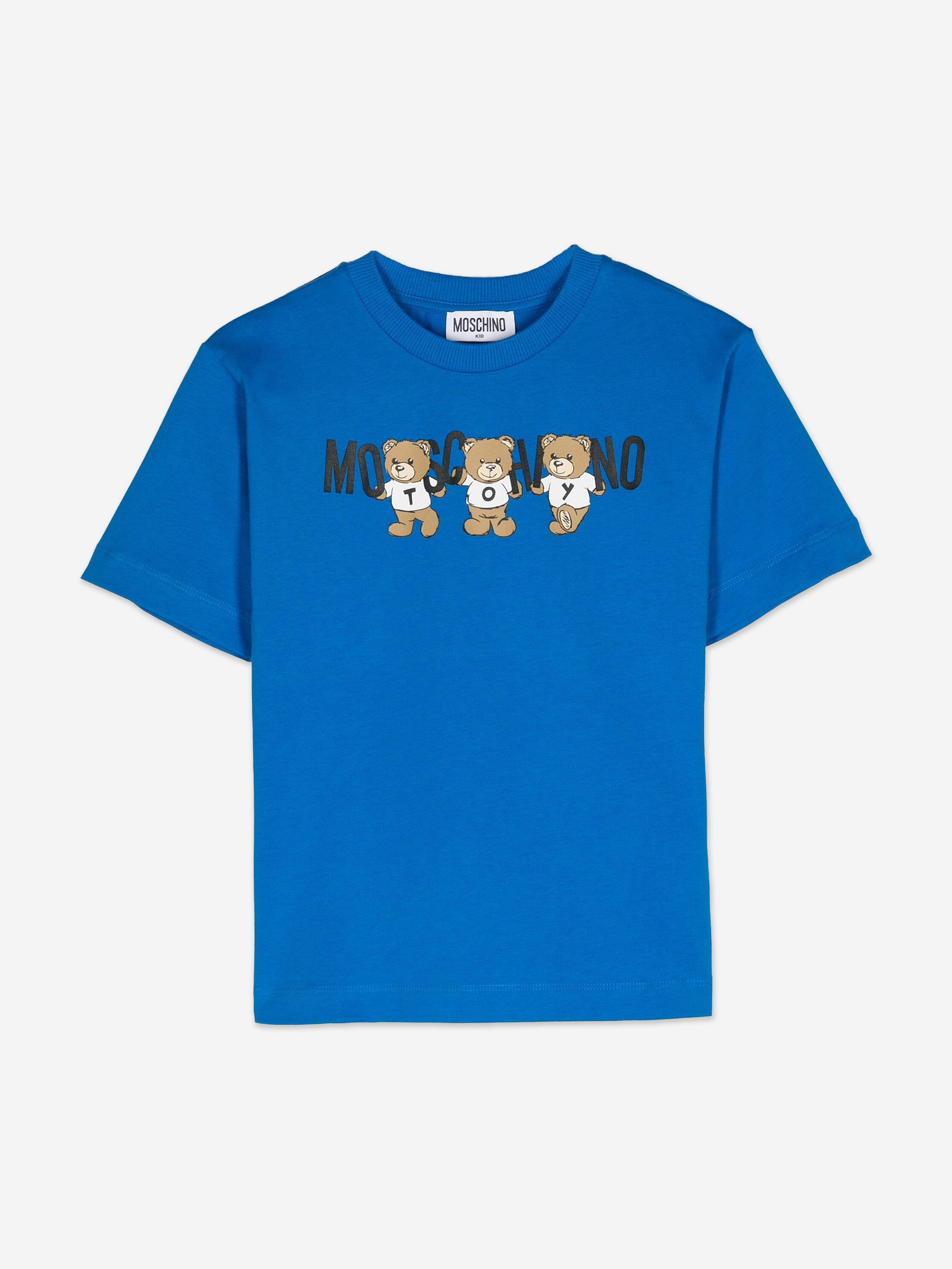 Moschino Kids Teddy Bear Logo T-Shirt in Blue