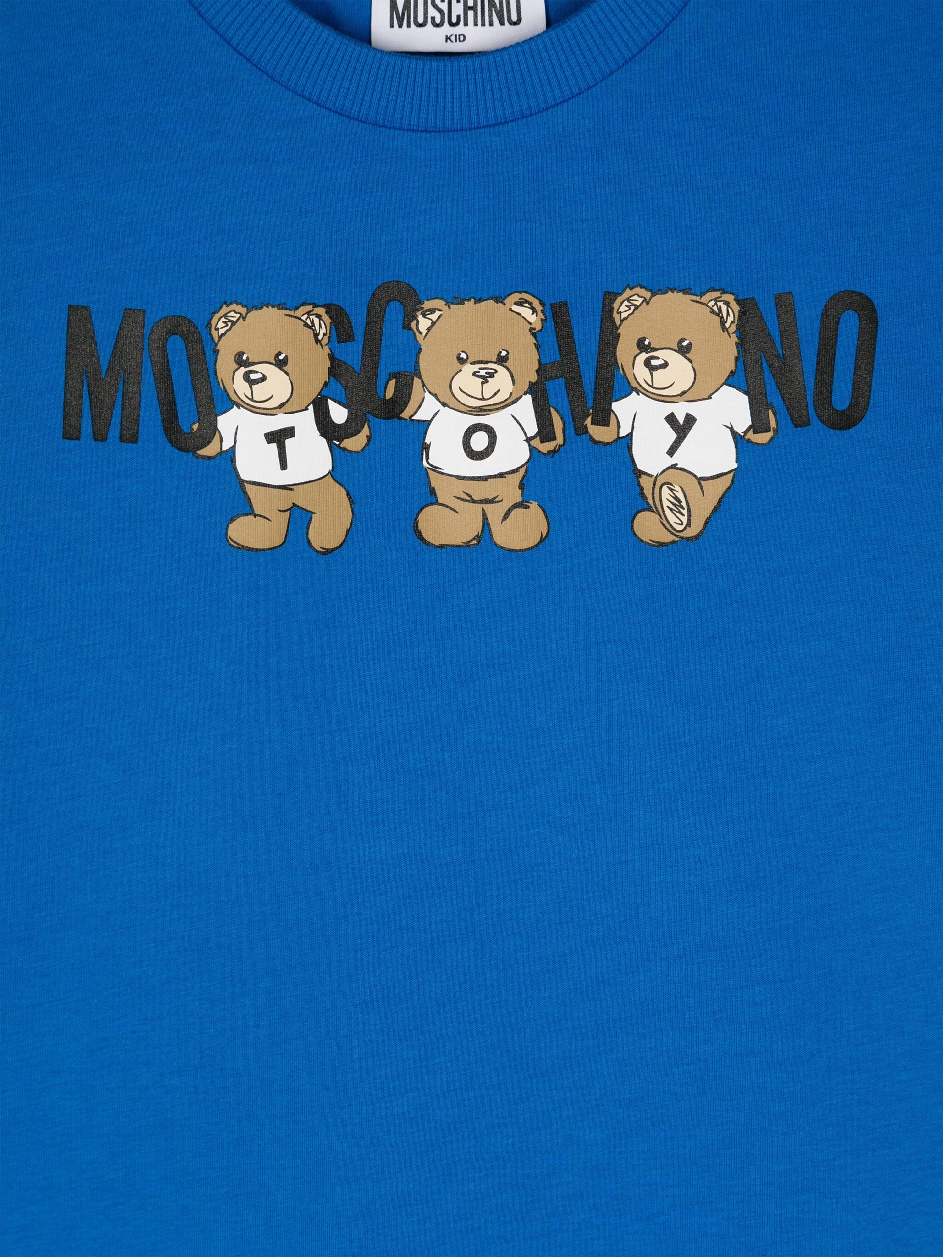 Moschino Kids Teddy Bear Logo T-Shirt in Blue