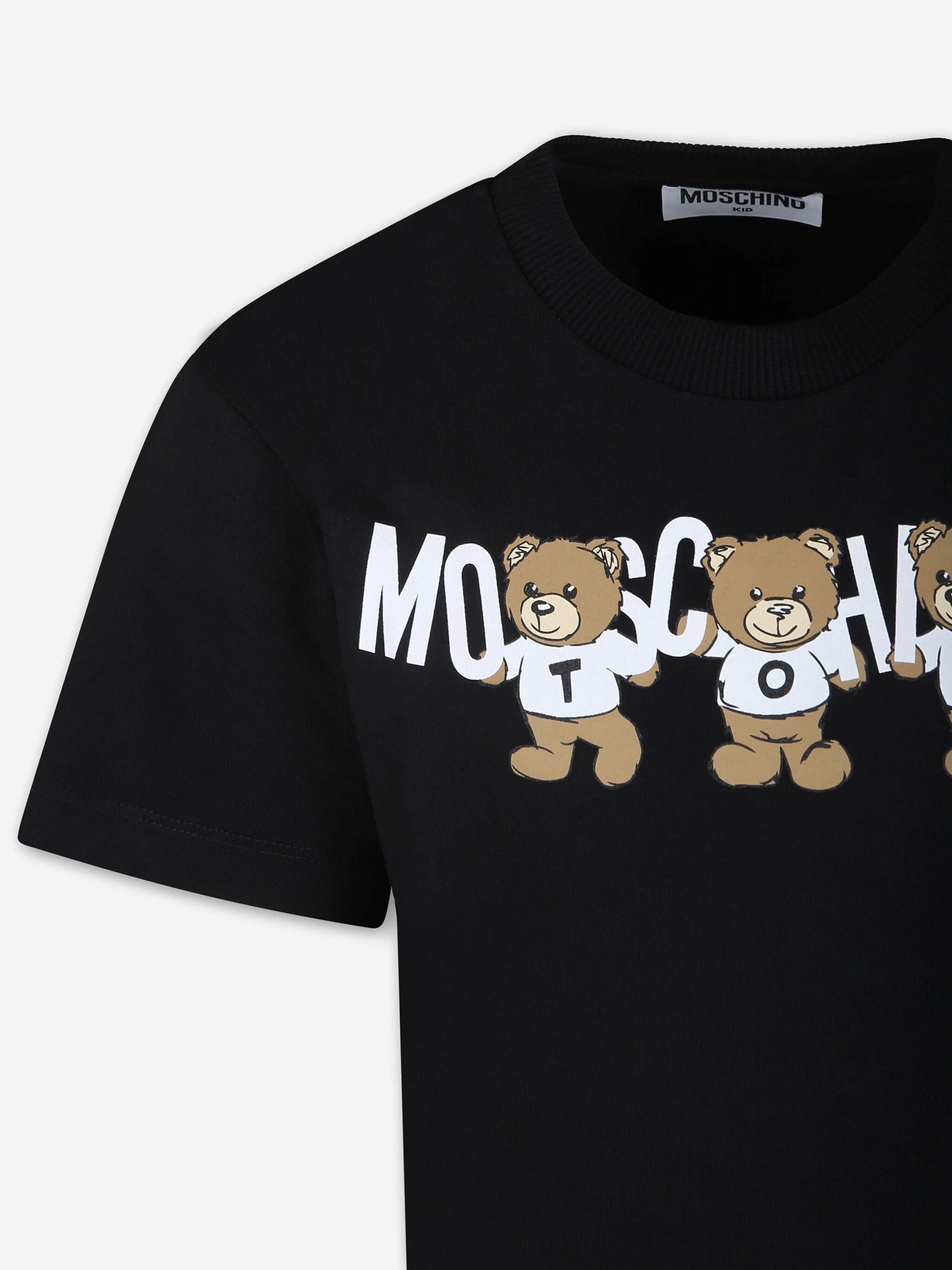 Moschino Kids Teddy Bear Logo T-Shirt in Black