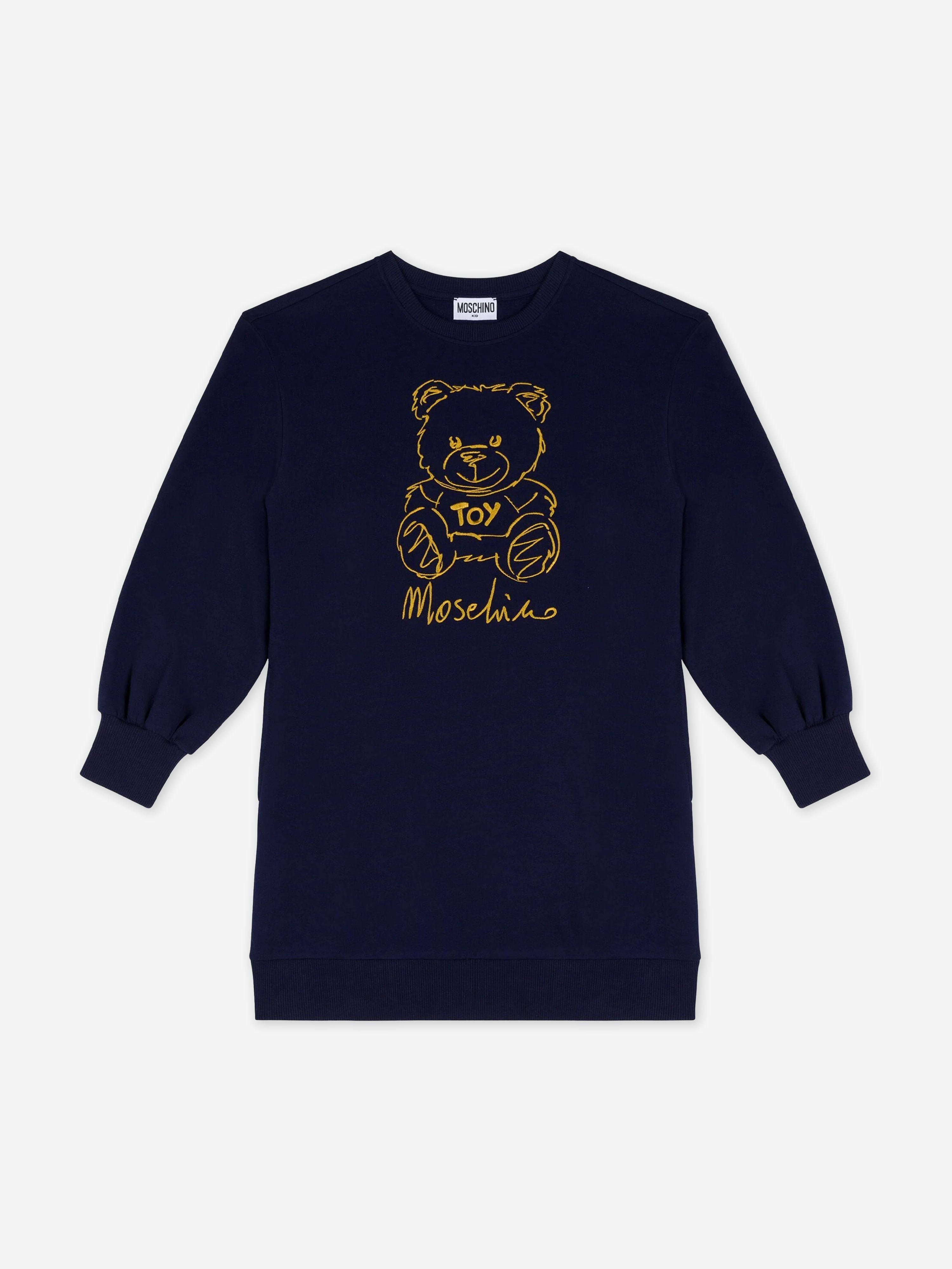 Moschino Girls Bear Logo Sweater Dress in Navy