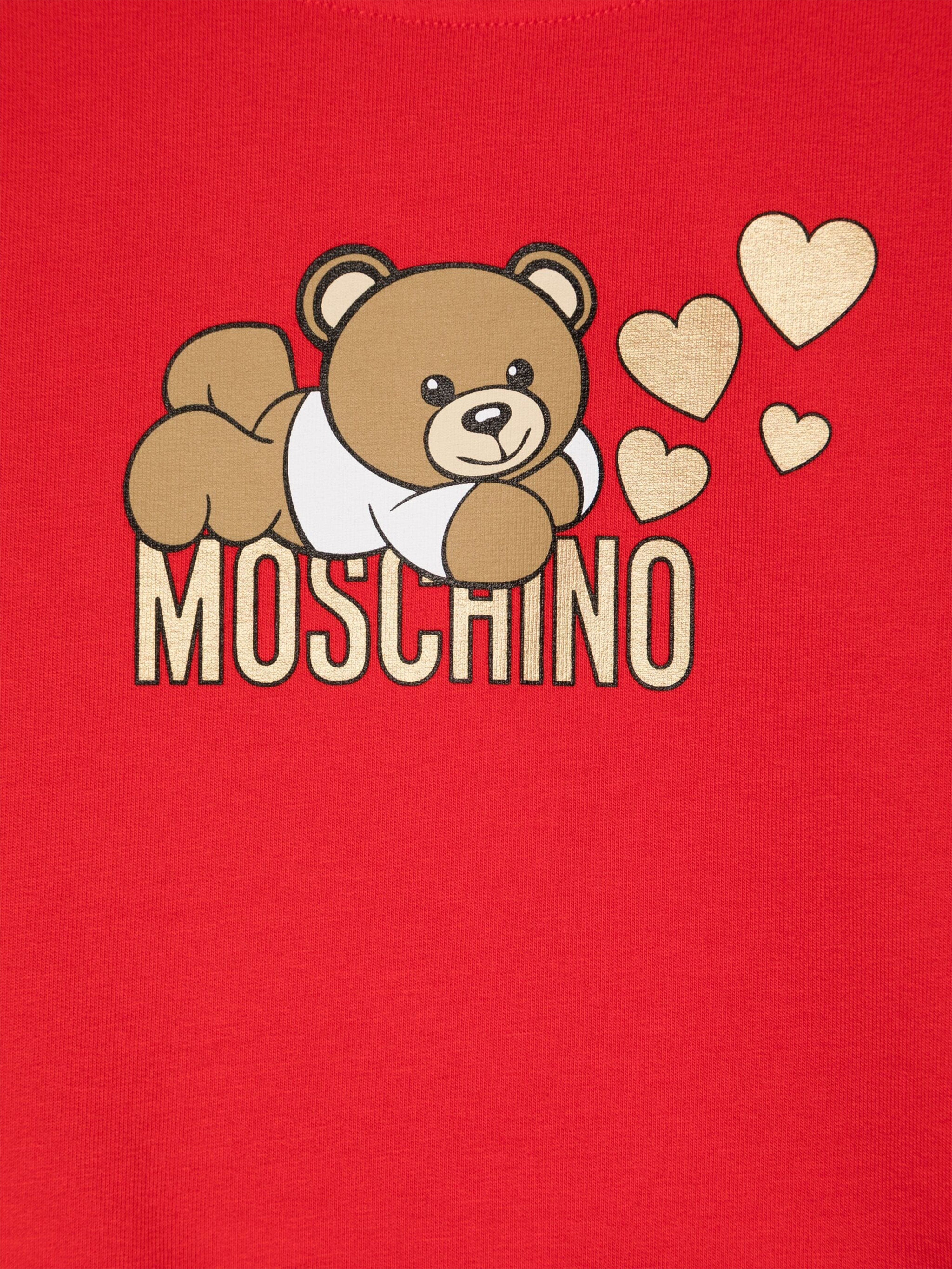 Moschino Girls Teddy Bear Logo Sweatshirt in Red