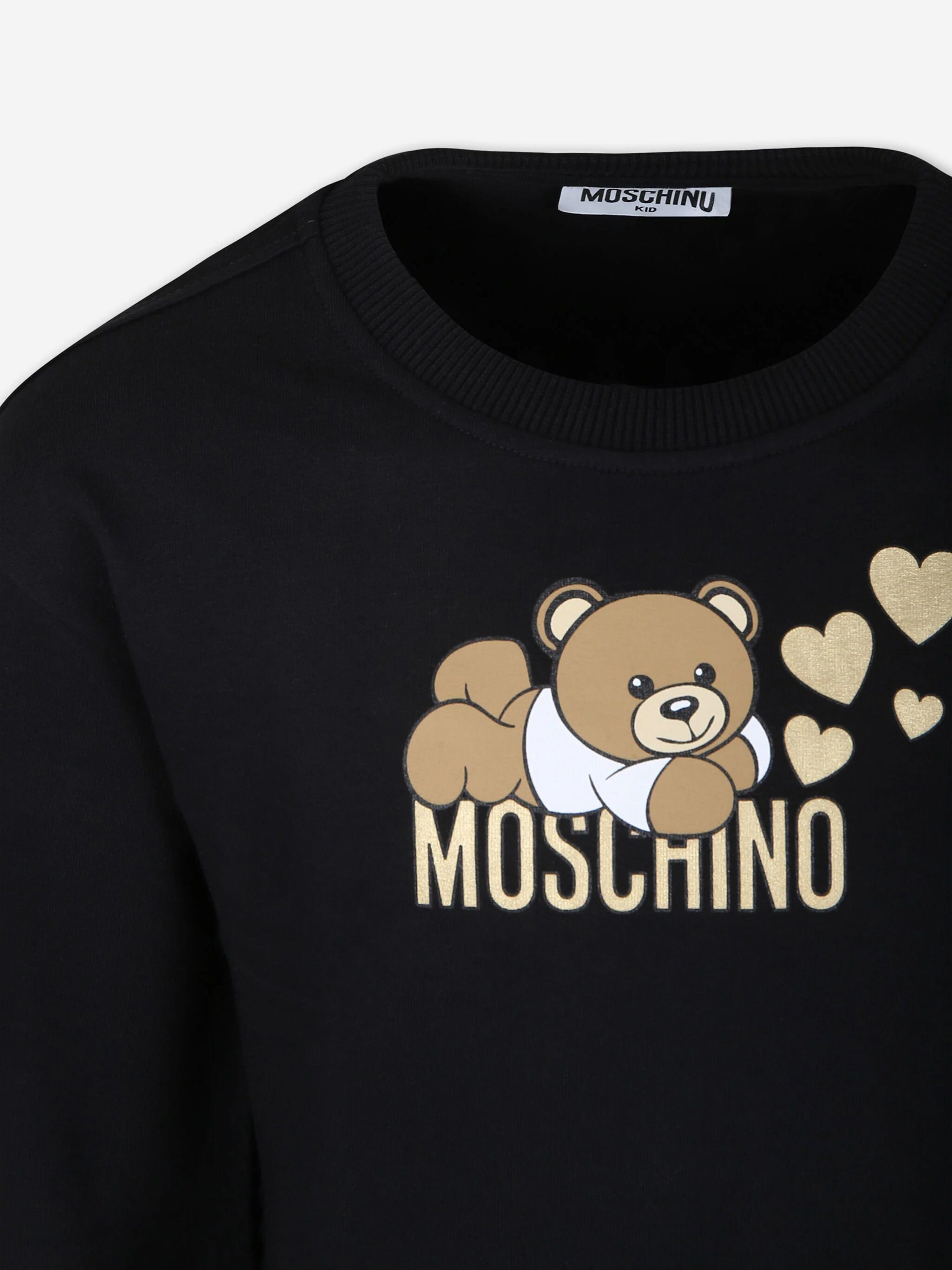 Girls Teddy Bear Logo Sweatshirt in Black