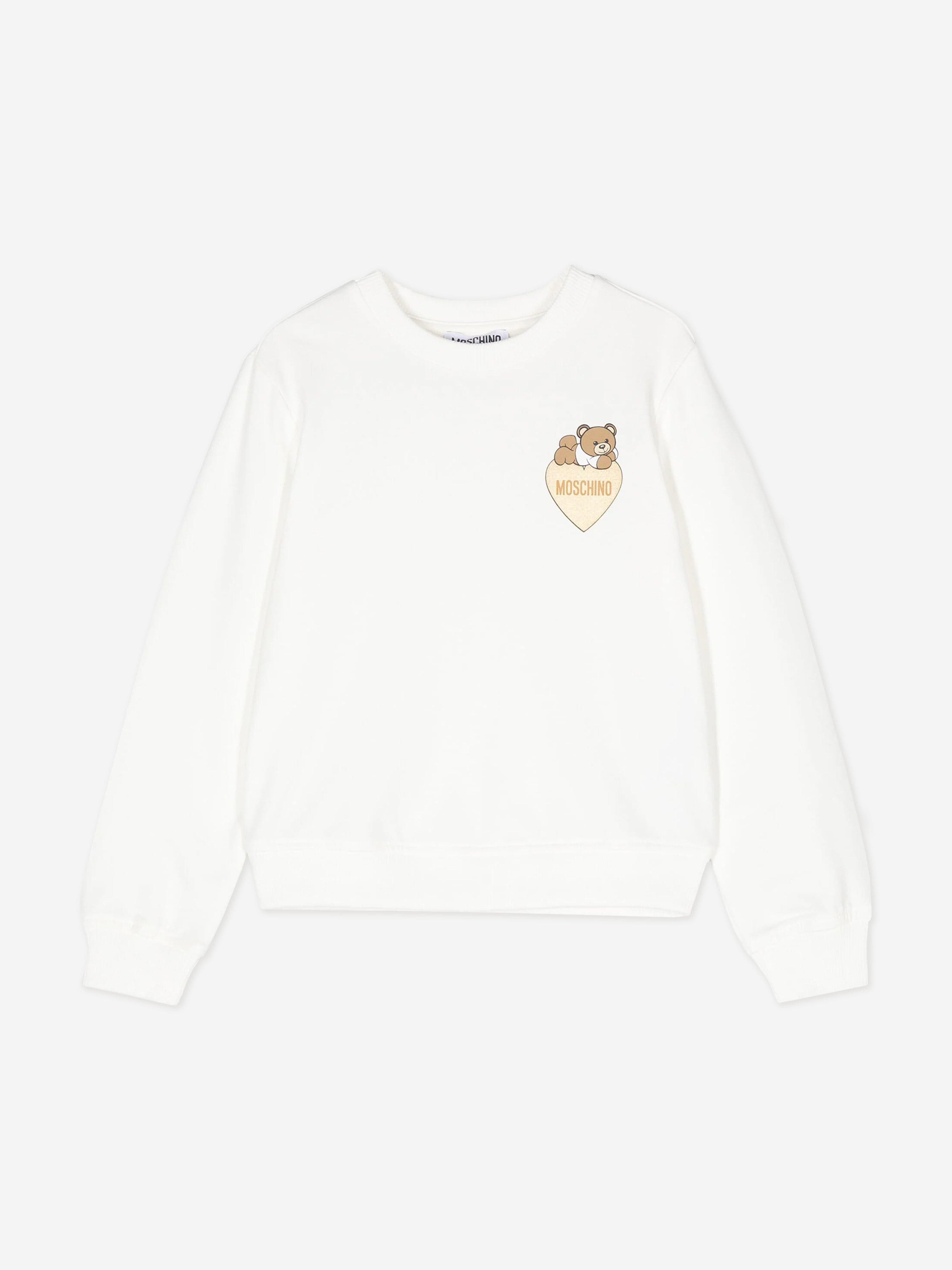 Girls Bear Heart Logo Sweatshirt in Ivory