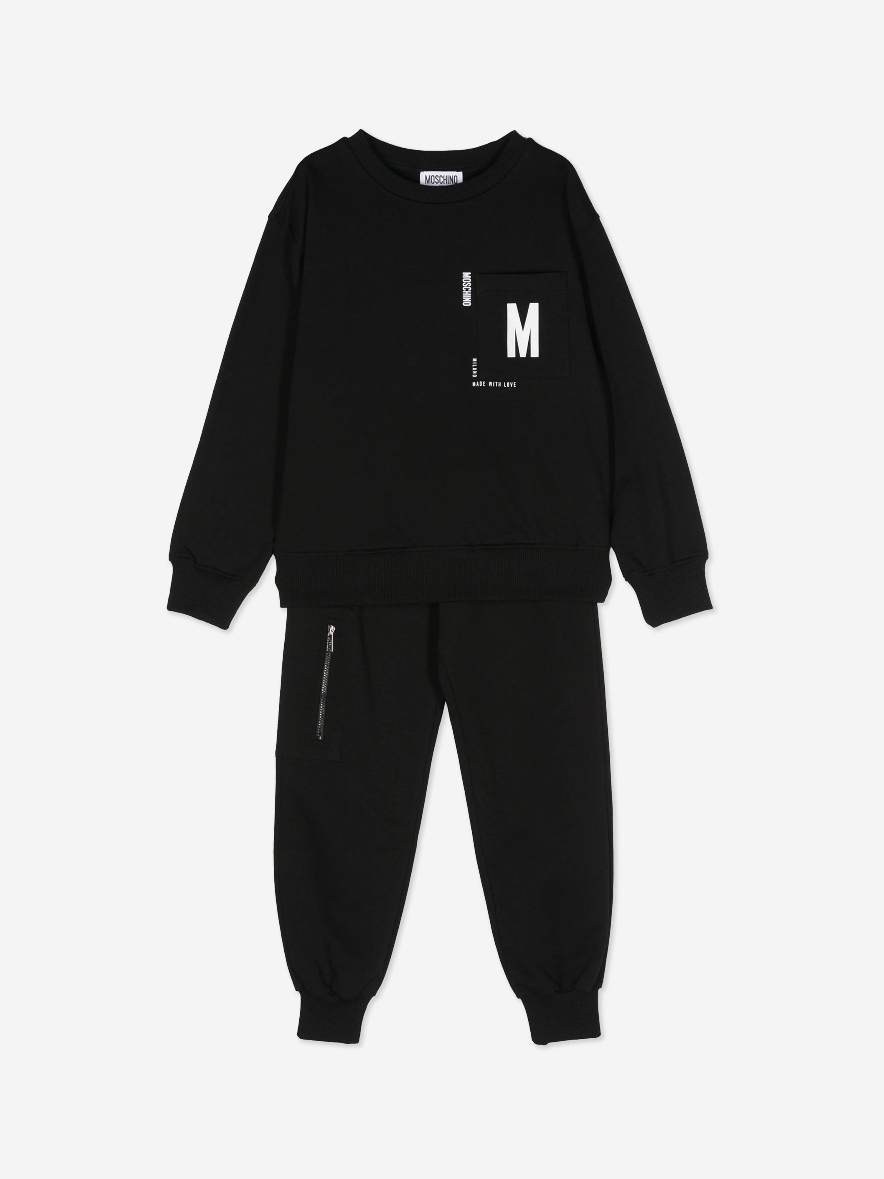 Kids Logo Pocket Tracksuit in Black