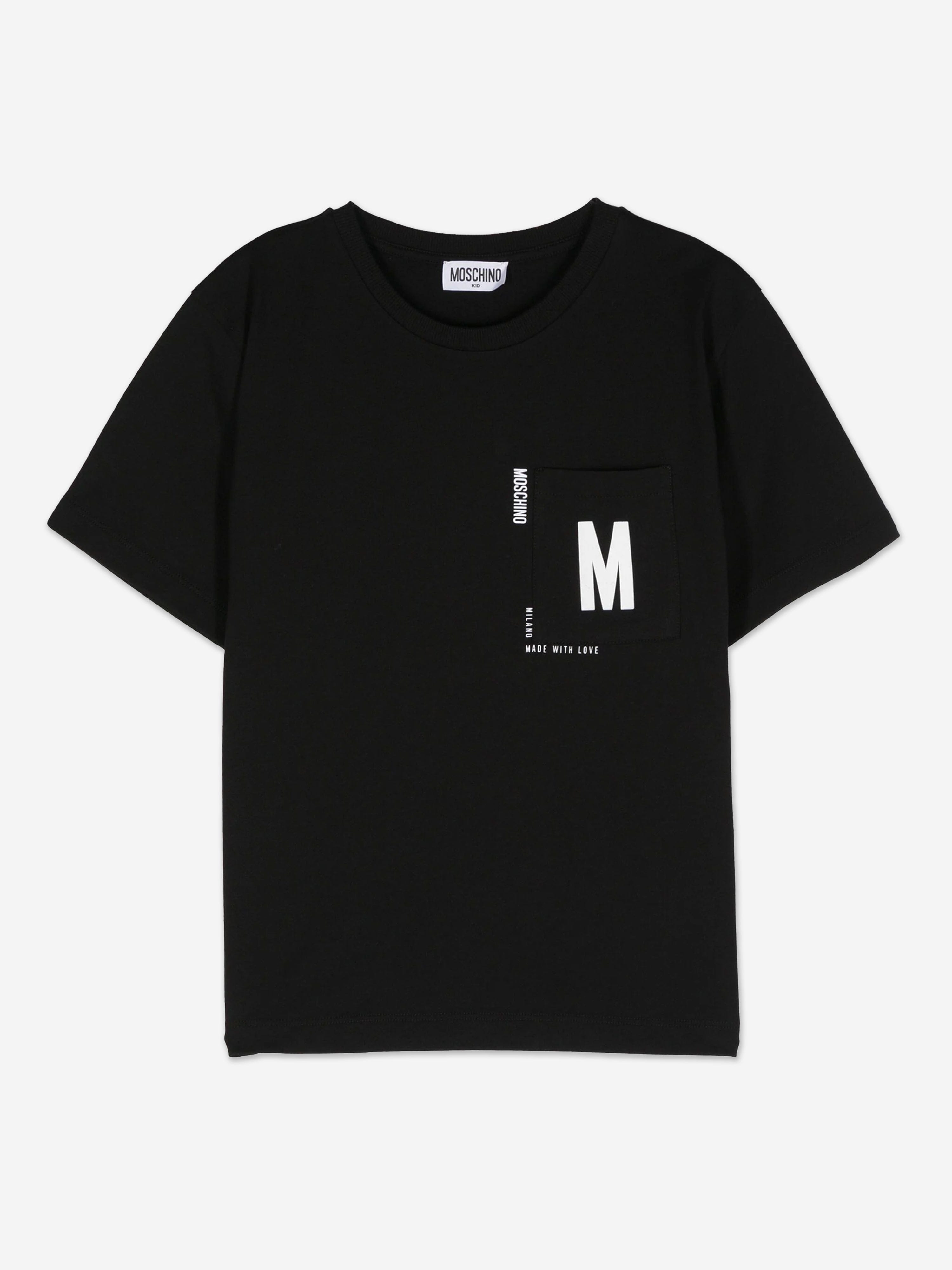 Moschino Kids Logo Pocket T-Shirt in Black