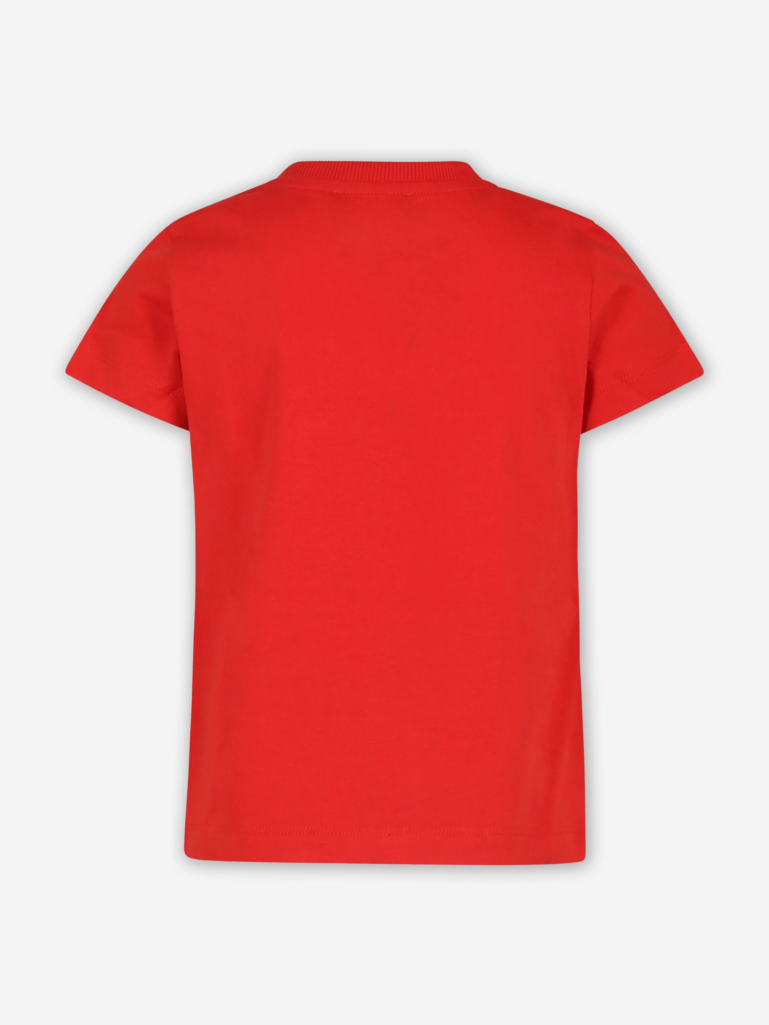 Moschino Kids Teddy Bear Logo T-Shirt in Red