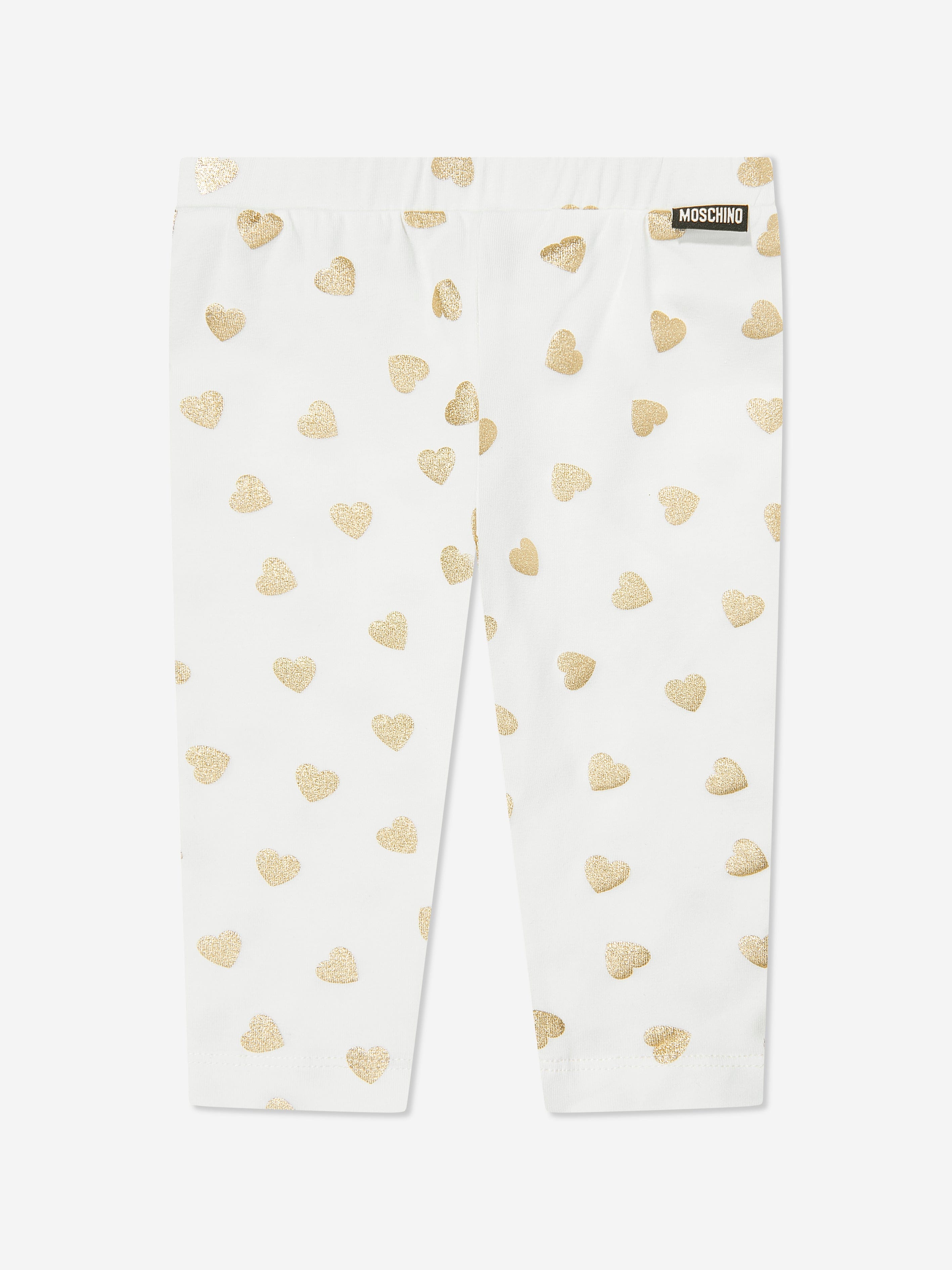 Baby Girls Bear Logo Leggings Set in Ivory