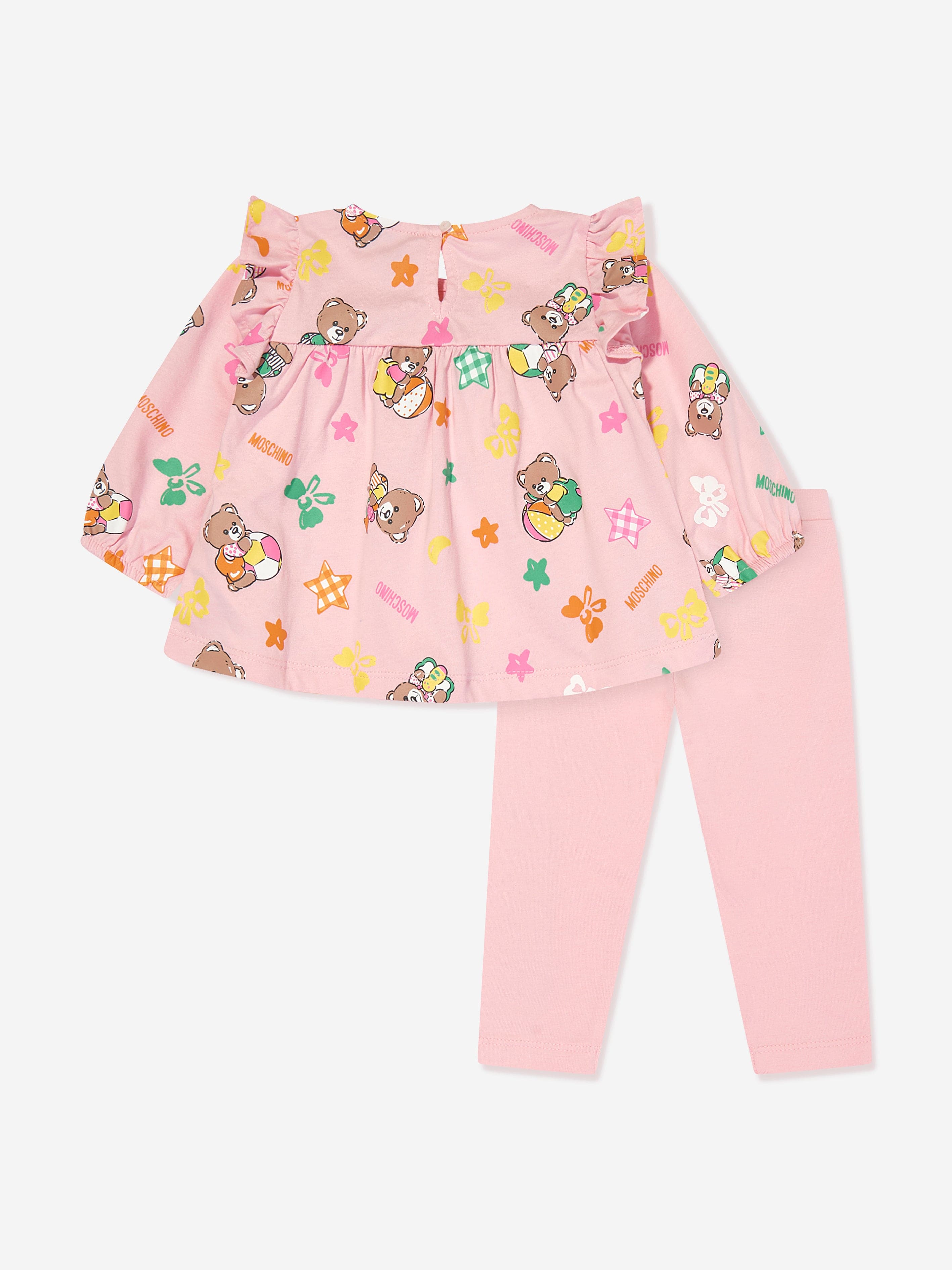 Baby Girls Bear Logo Leggings Set in Pink