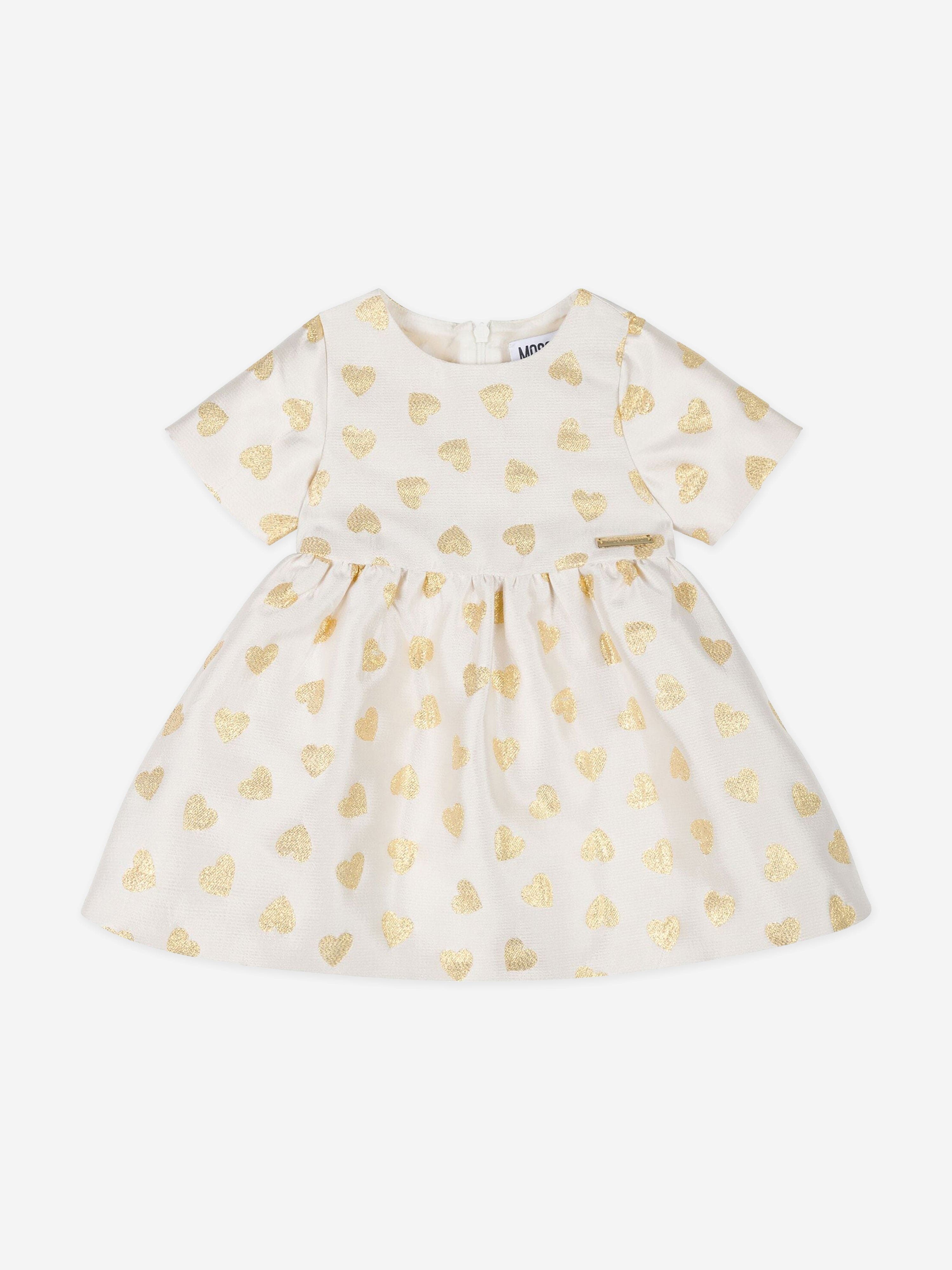 Baby Girls Hearts Dress in Ivory