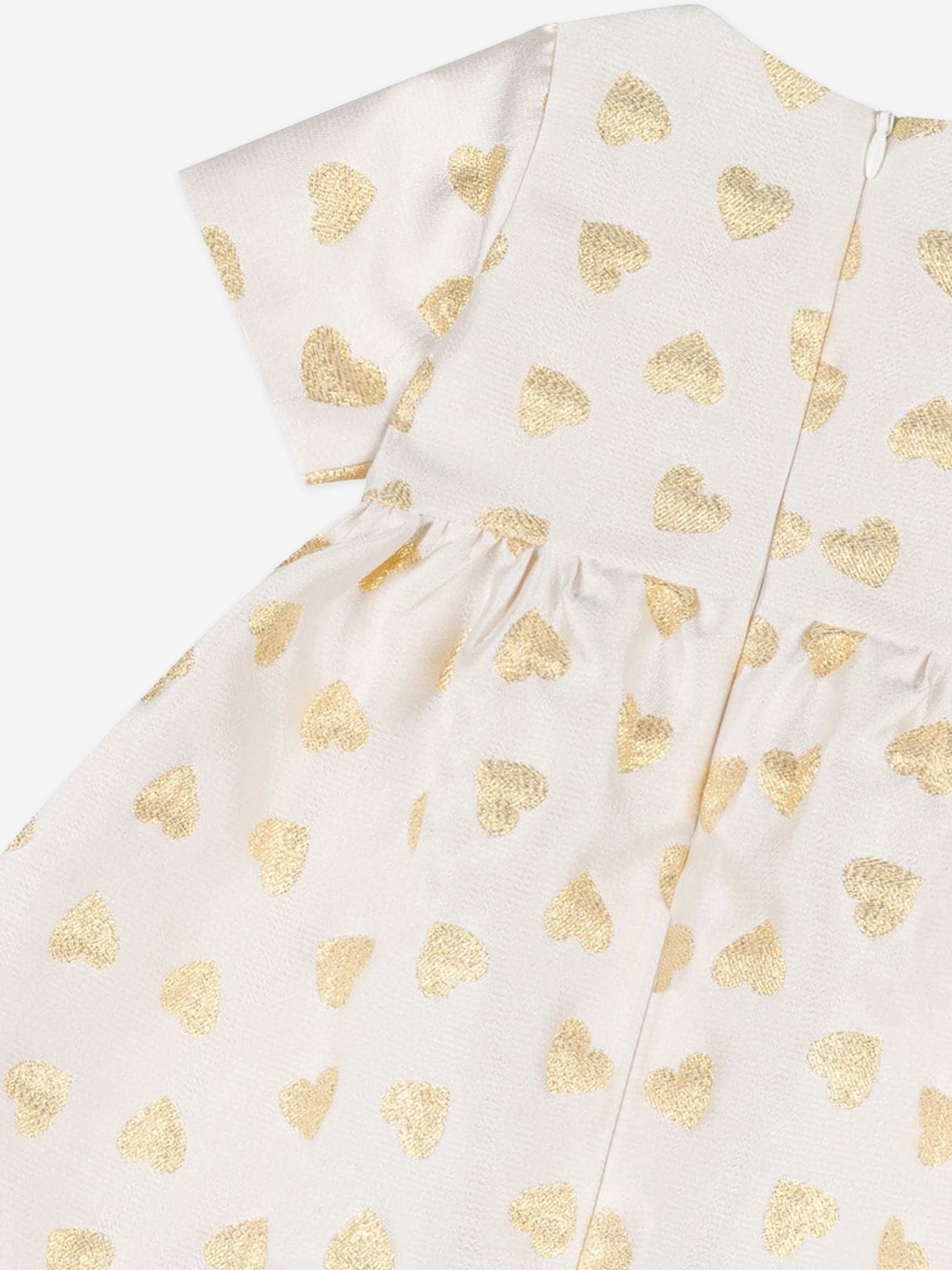 Baby Girls Hearts Dress in Ivory