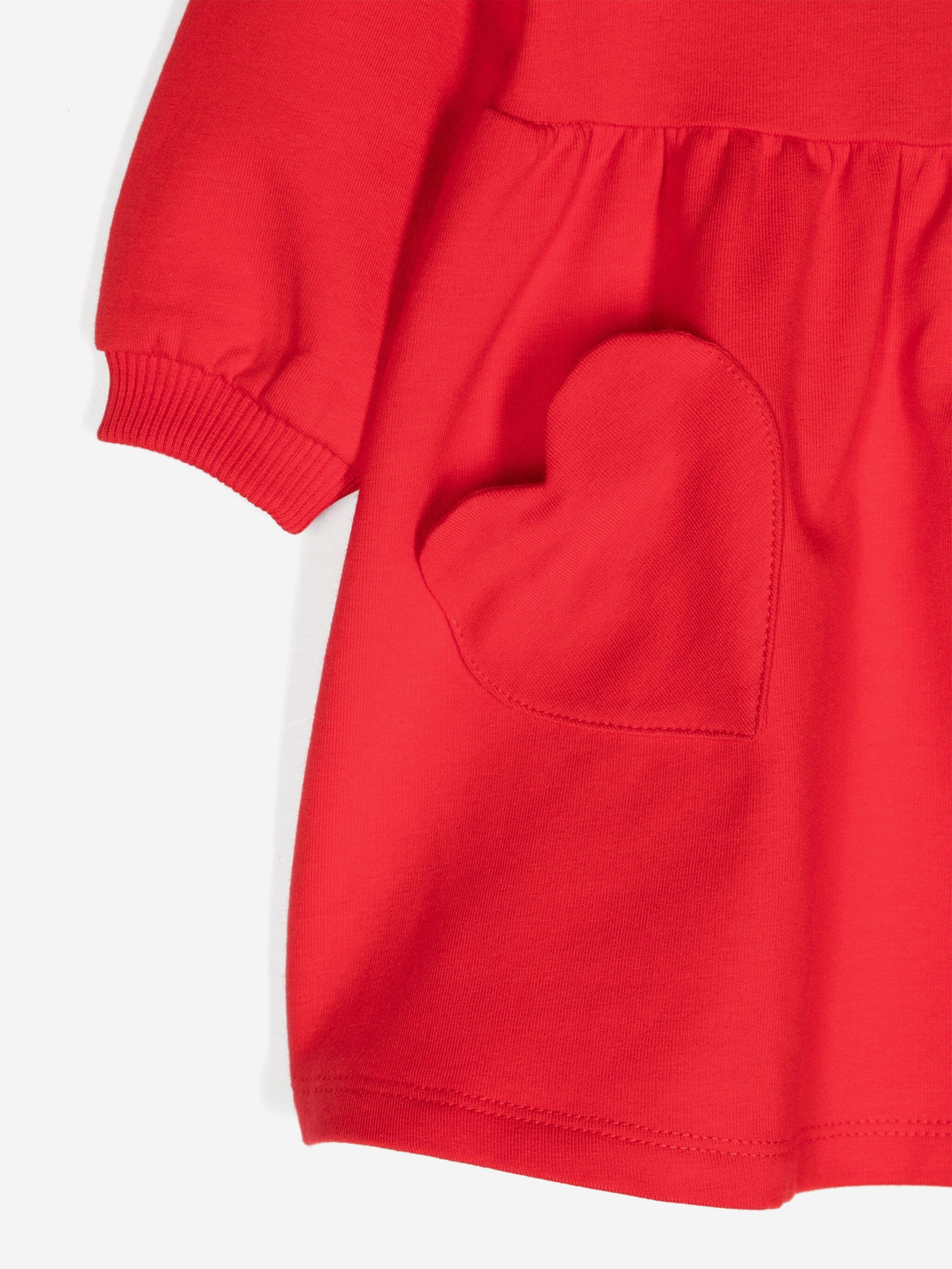Baby Girls Bear Logo Sweater Dress in Red