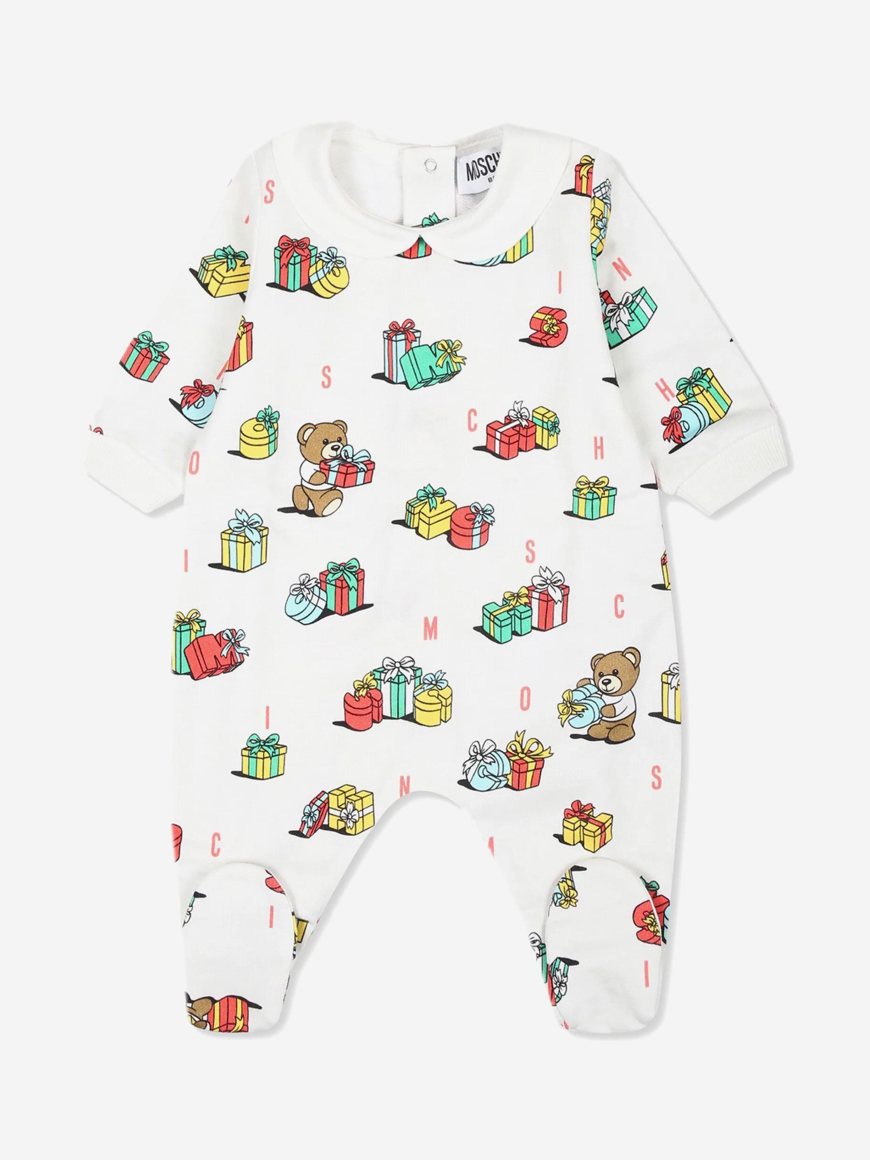 Baby Xmas Bear Babygrow and Hat Gift Set in Ivory
