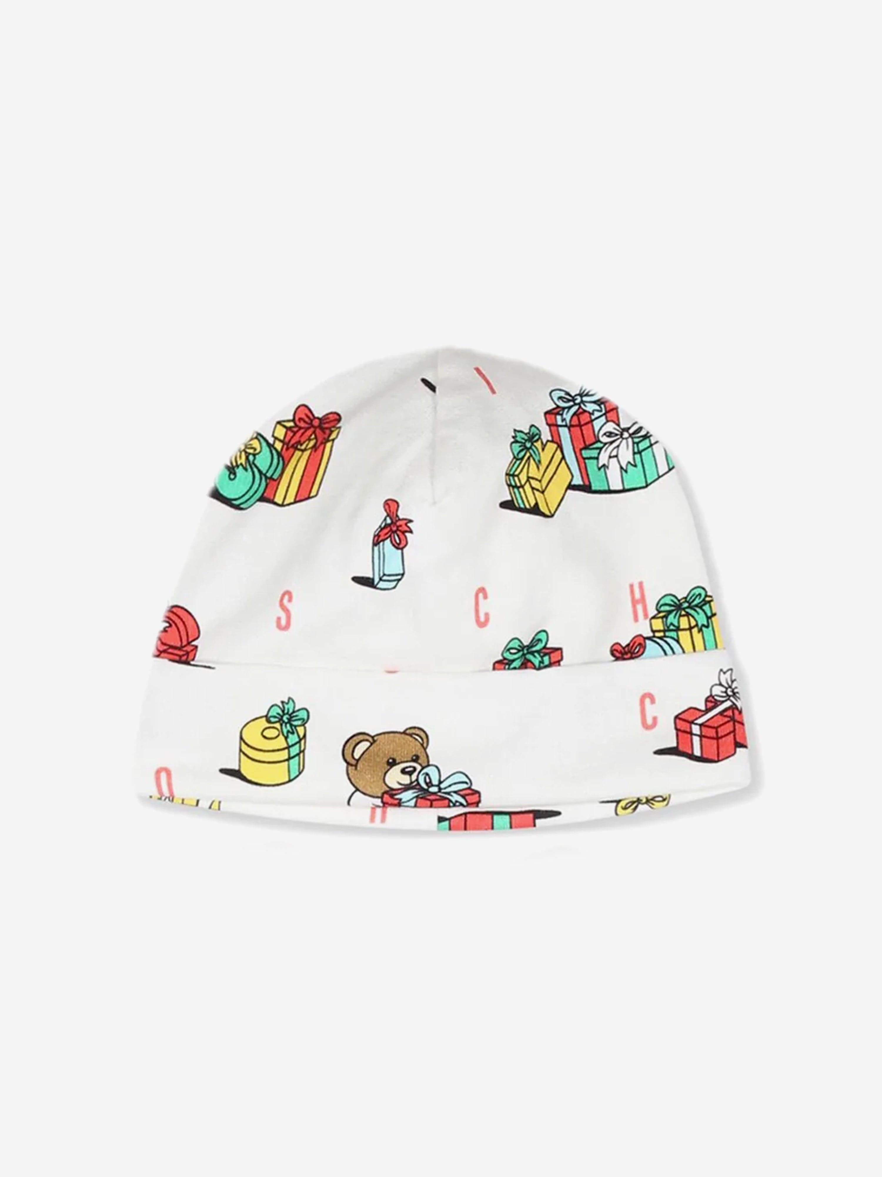 Baby Xmas Bear Babygrow and Hat Gift Set in Ivory