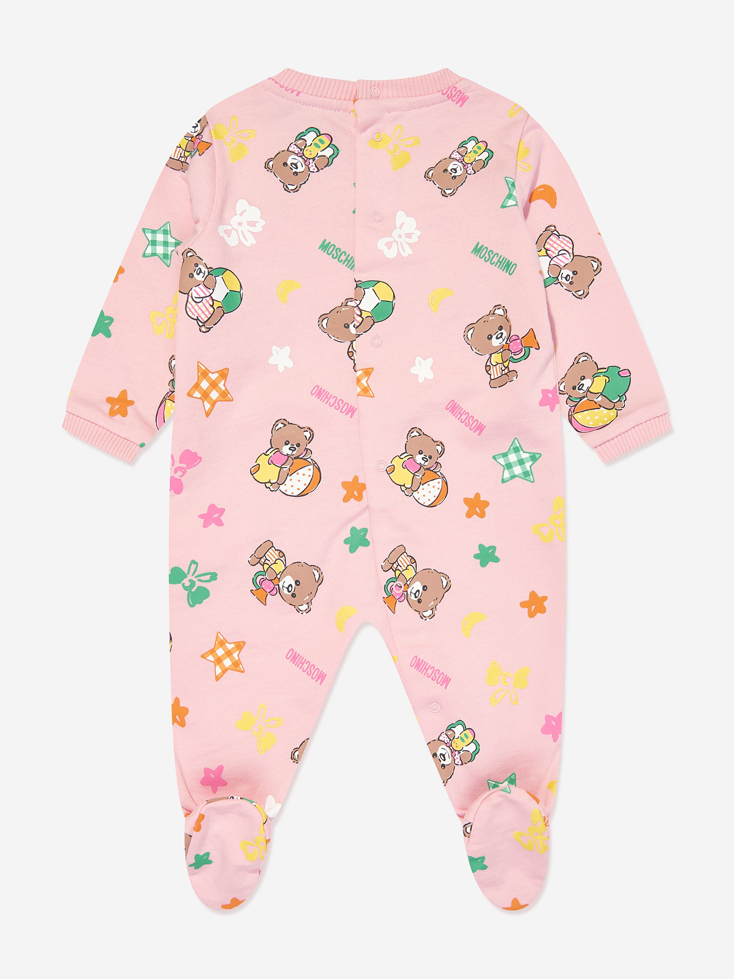 Moschino Baby Girls Teddy Bear Babygrow in Pink