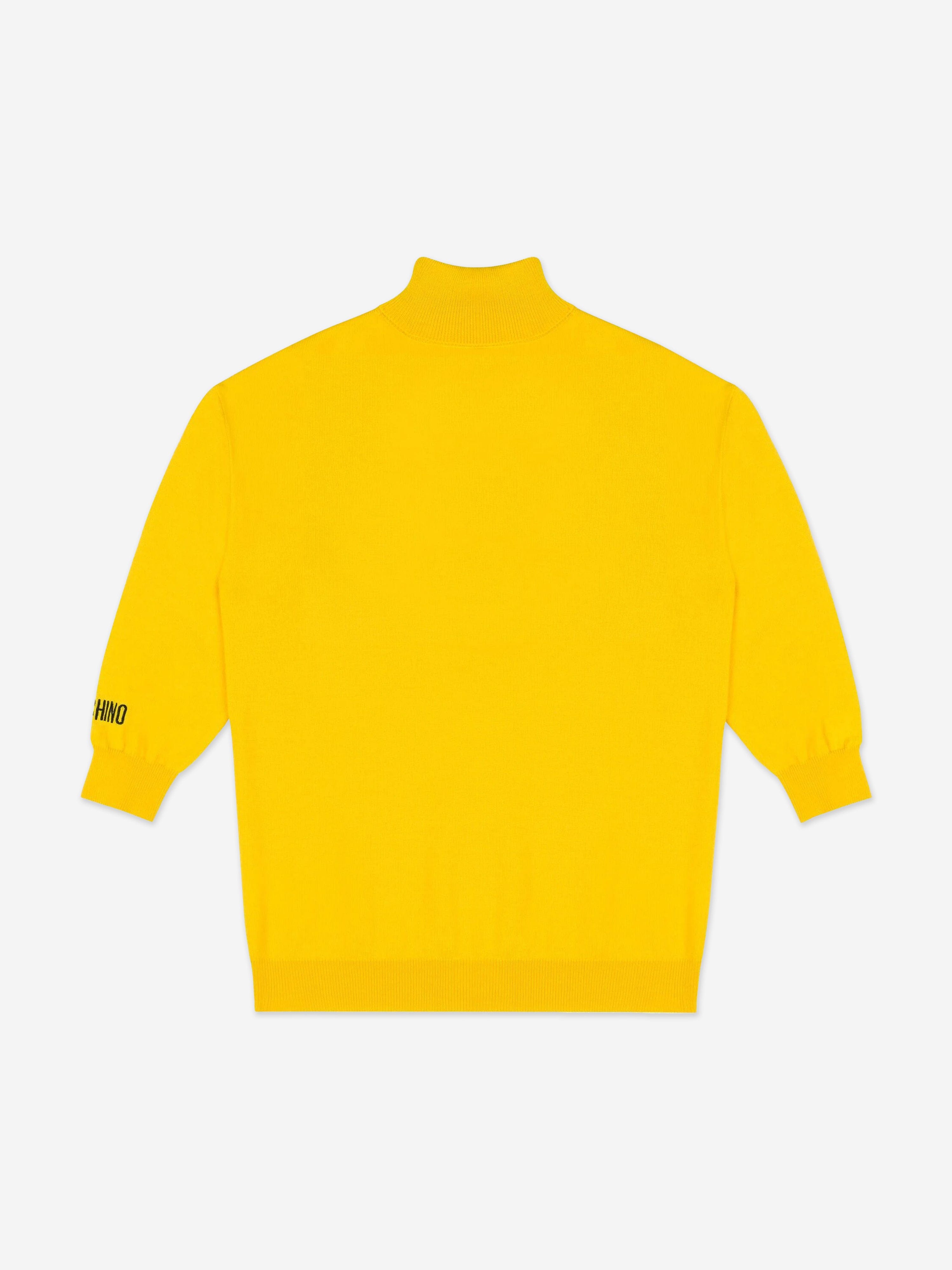 Girls Smiley Face Knitted Dress in Yellow