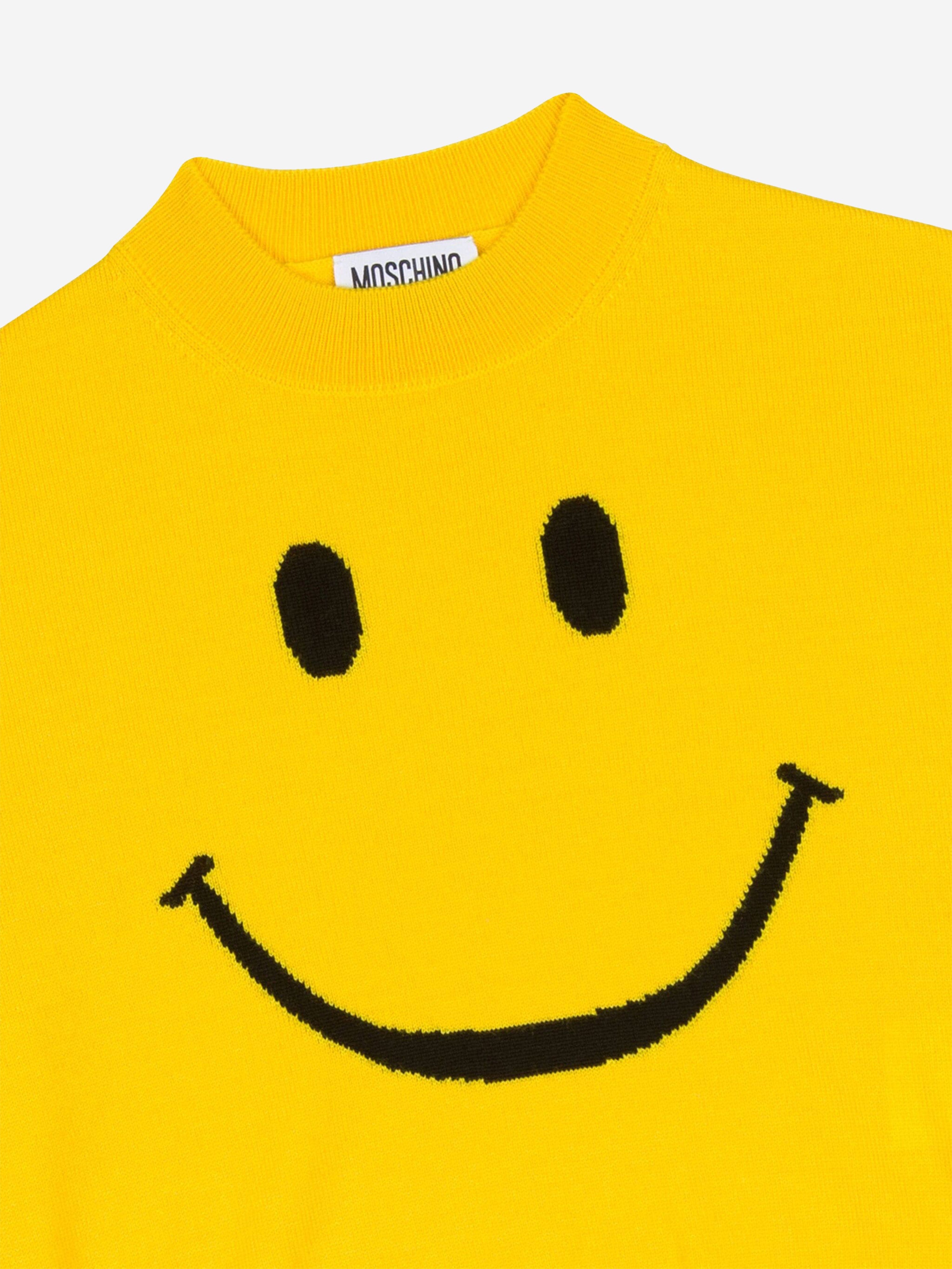 Kids Wool Smiley Face Jumper in Yellow