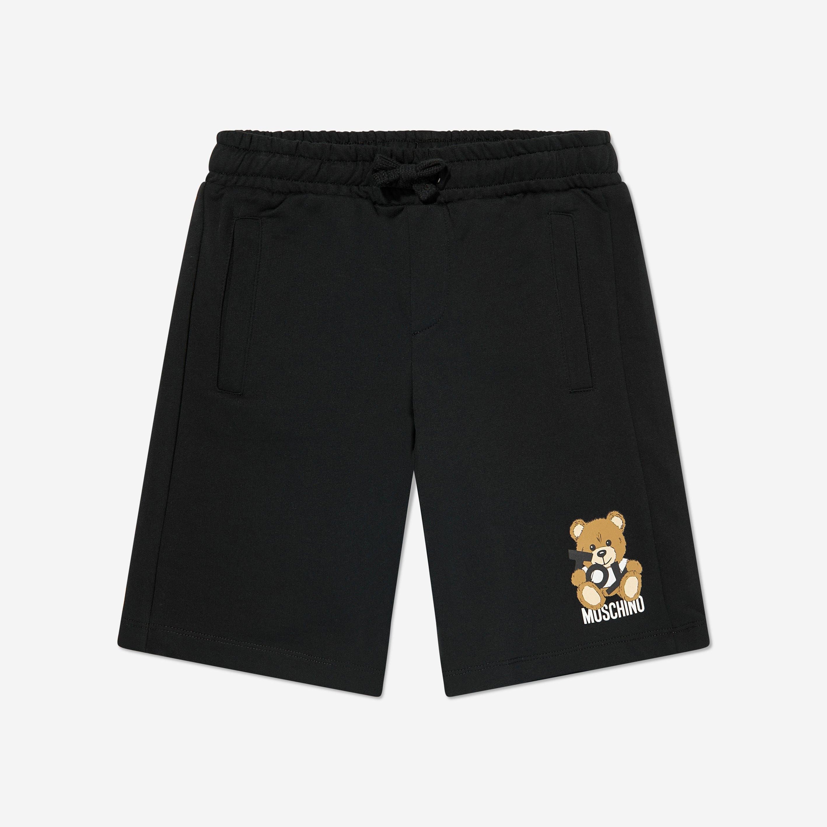 Boys Black Printed Cotton Shorts