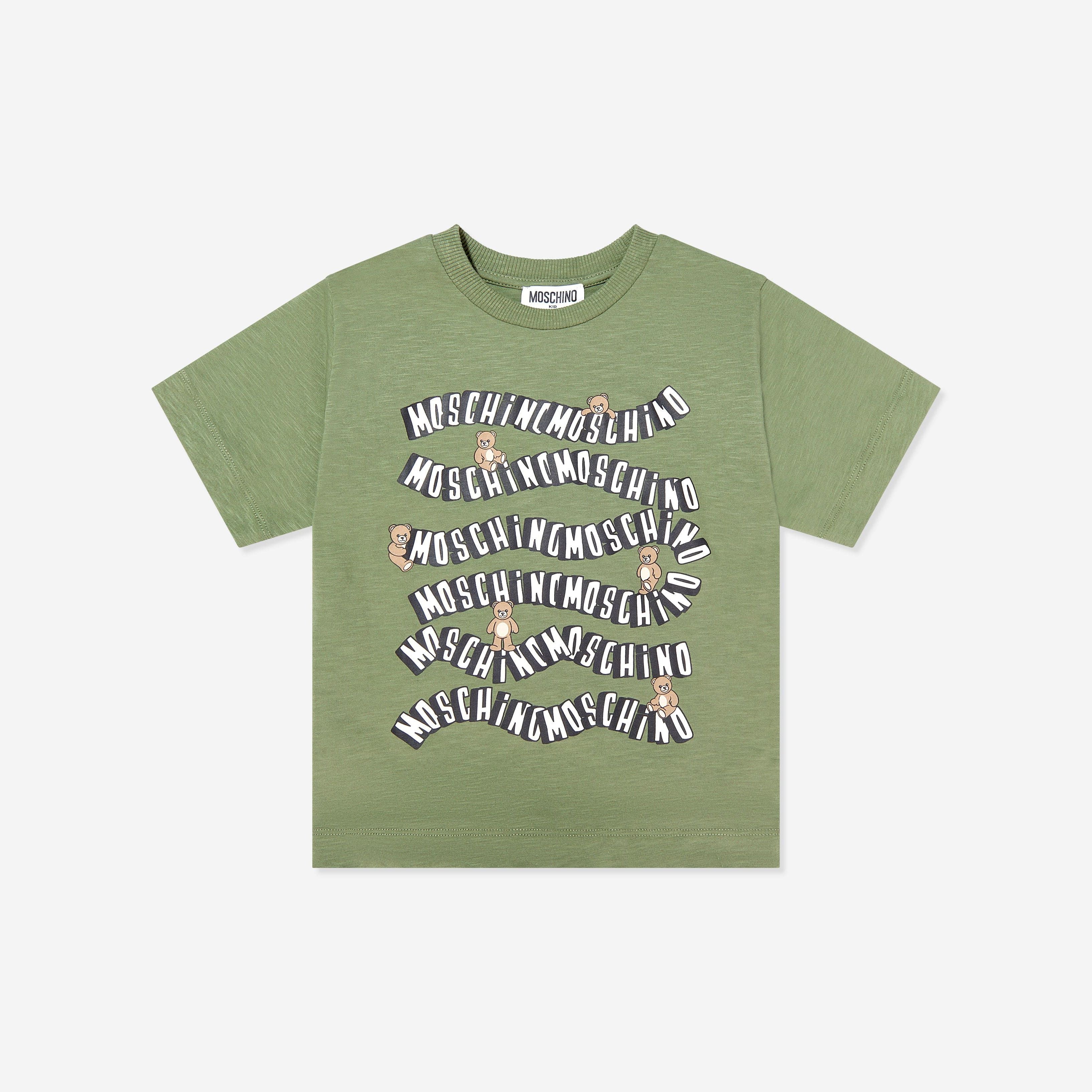 Boys & Girls Green Printed Cotton T-Shirt