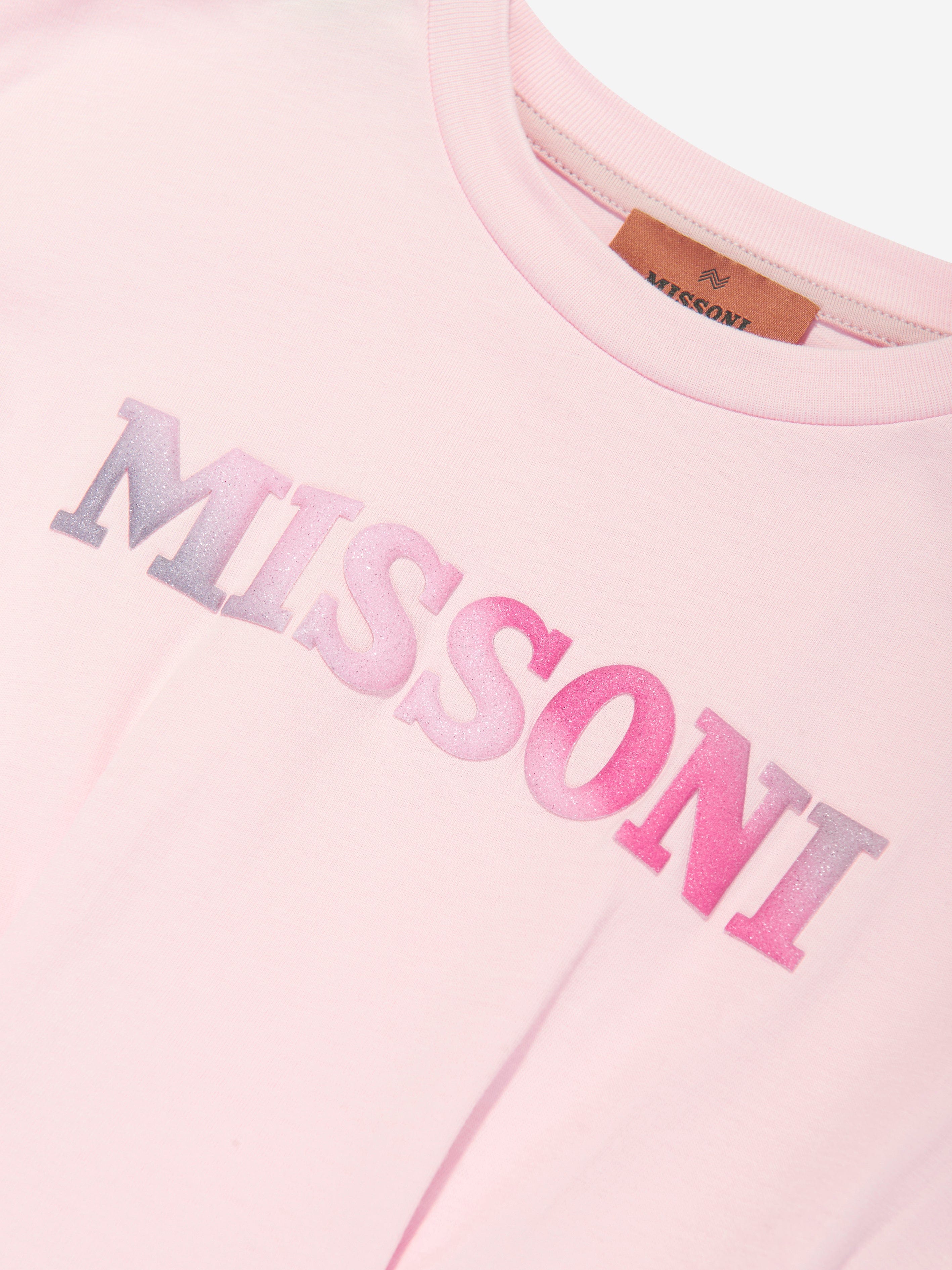 Missoni Girls Logo Jersey Dress in Pink