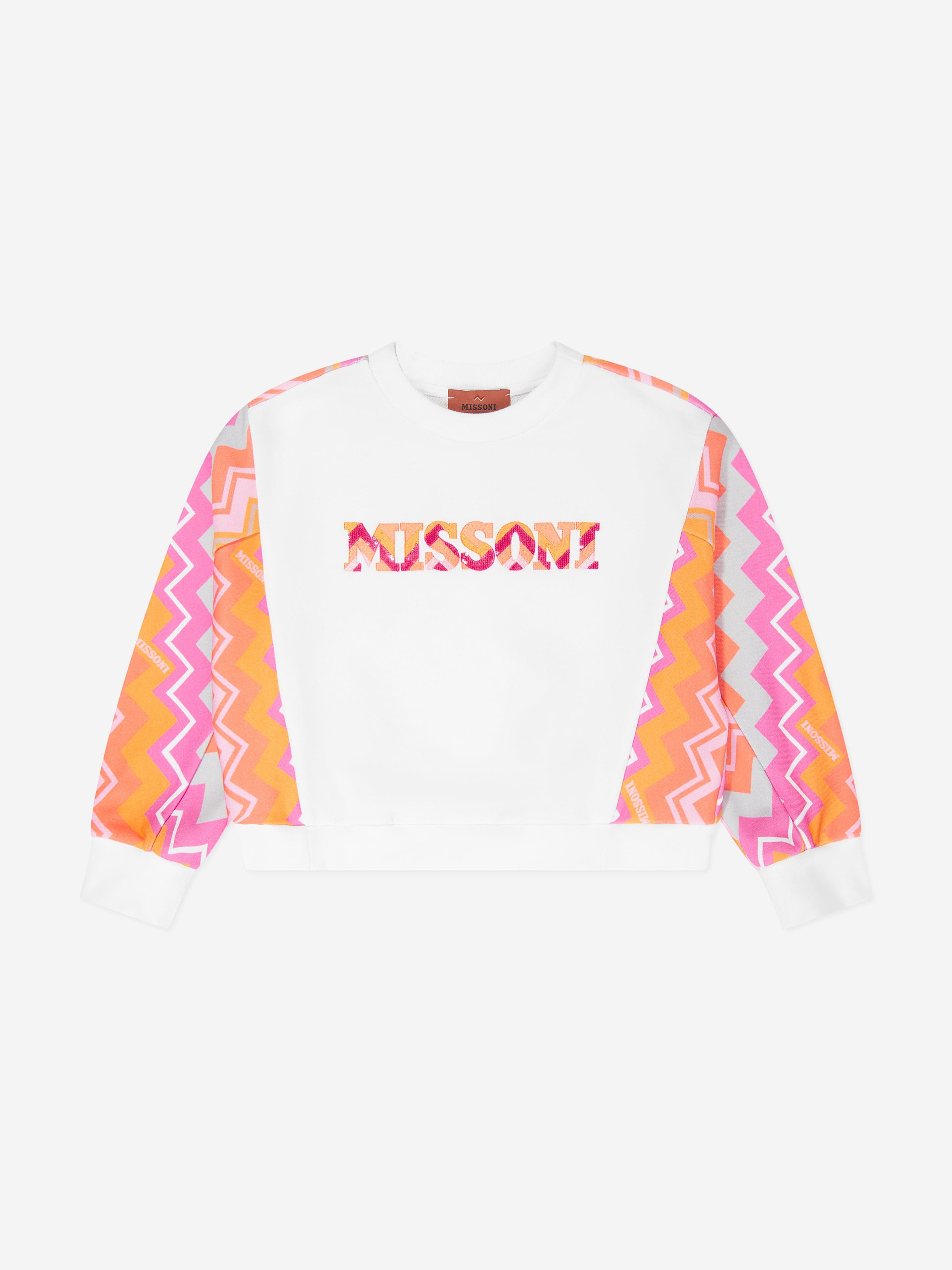 Missoni Girls Zigzag Logo Sweatshirt in White