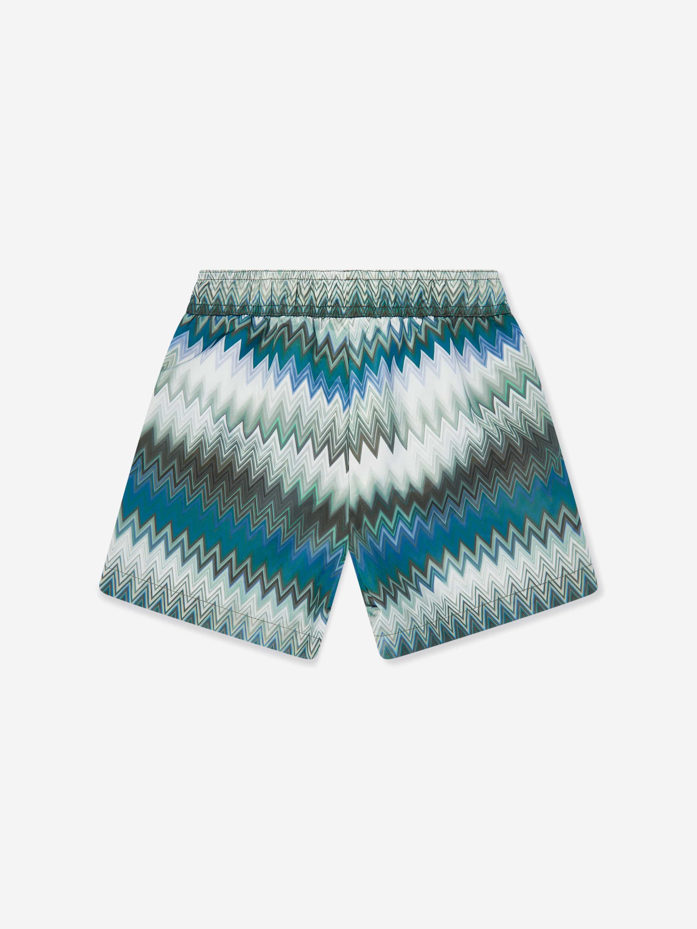 Boys Zigzag Swim Shorts in Green