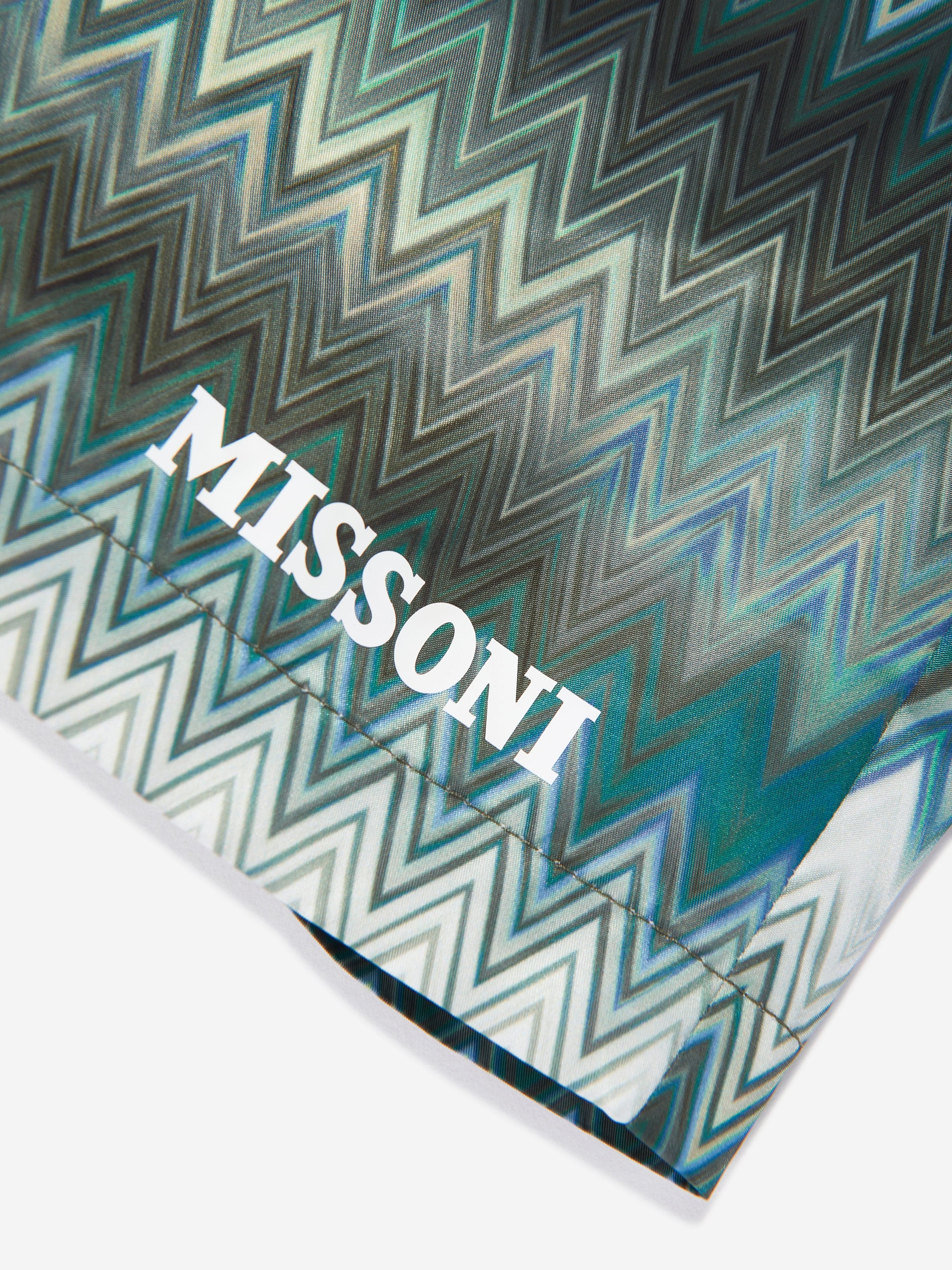 Boys Zigzag Swim Shorts in Green