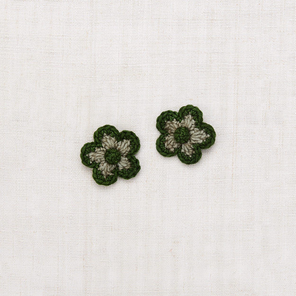 Girls Grey Green Flower Hair Clips