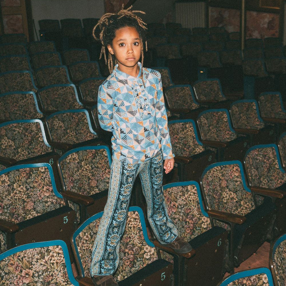 Girls Blue Check Cotton Polo Shirt