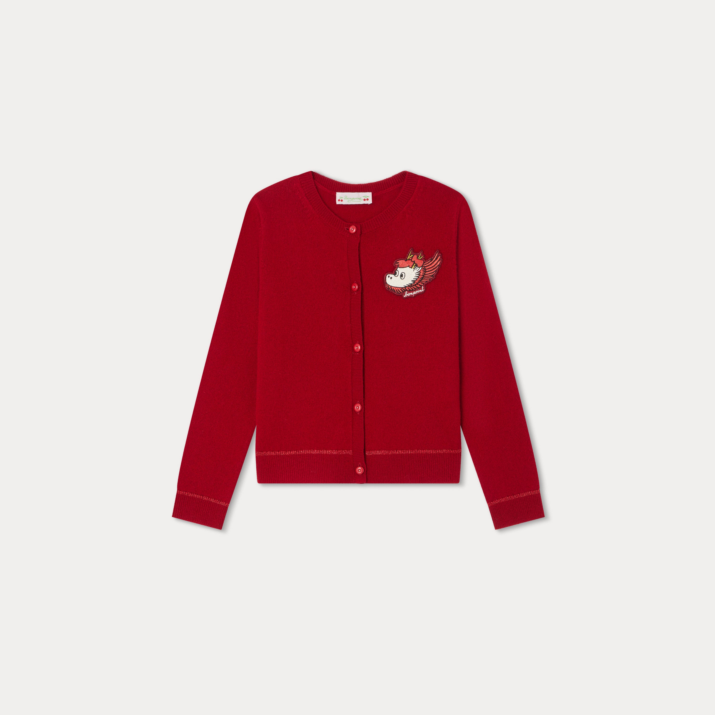 Girls Red Cashmere Cardigan