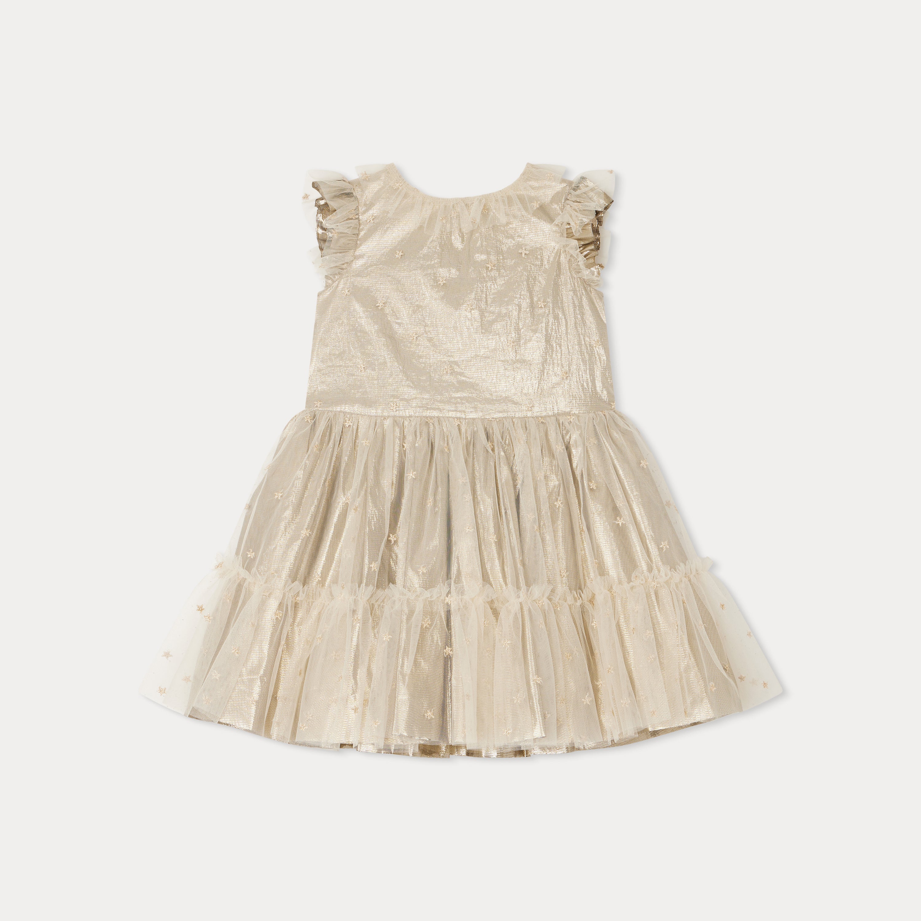 Girls Champagne Embroidered Dress