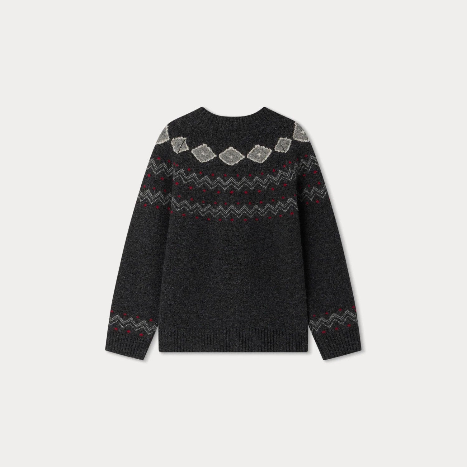 Boys Black Jacquard Wool Sweater