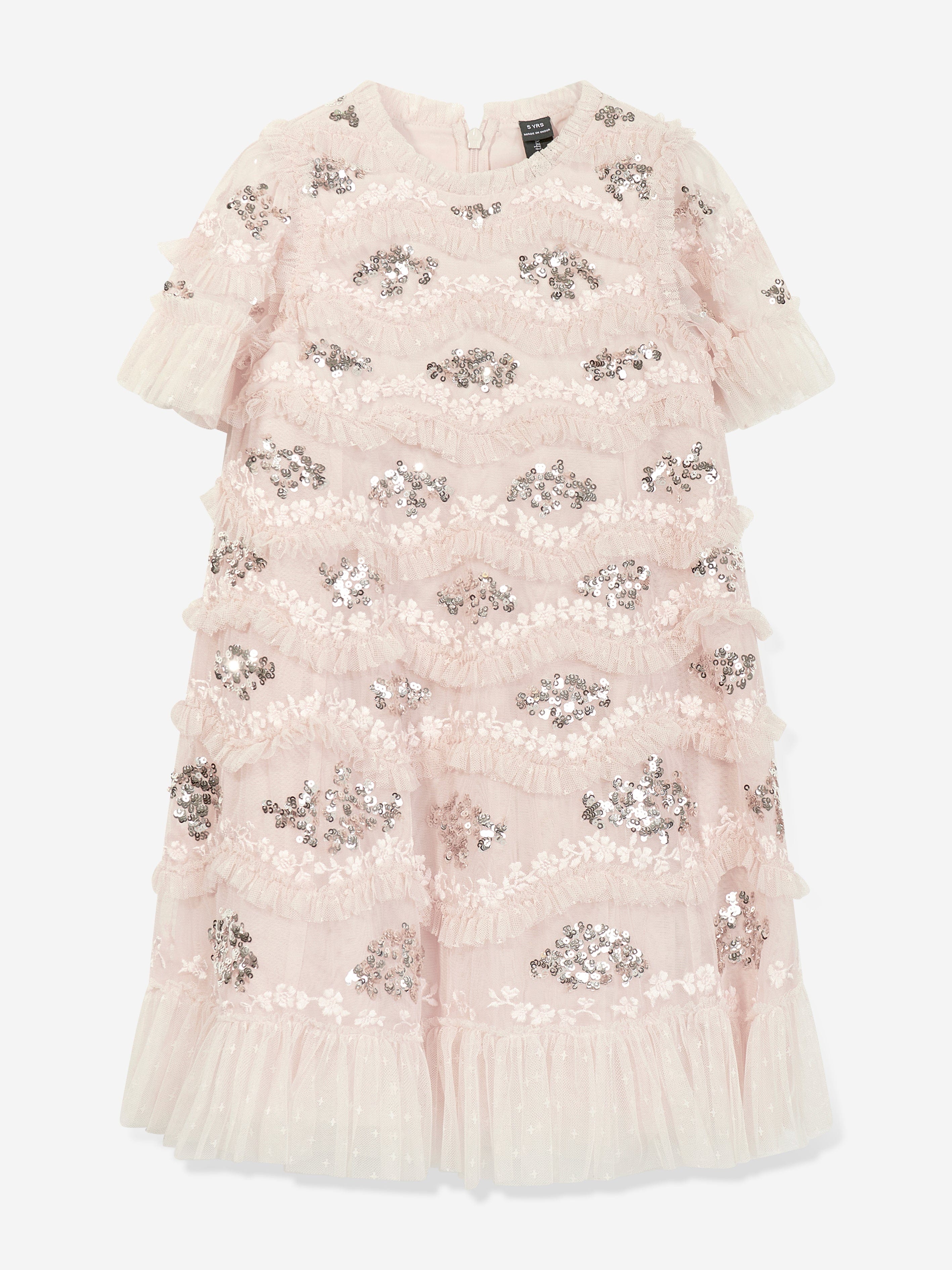 Needle & Thread Girls Daisy Wave Dress in Pink
