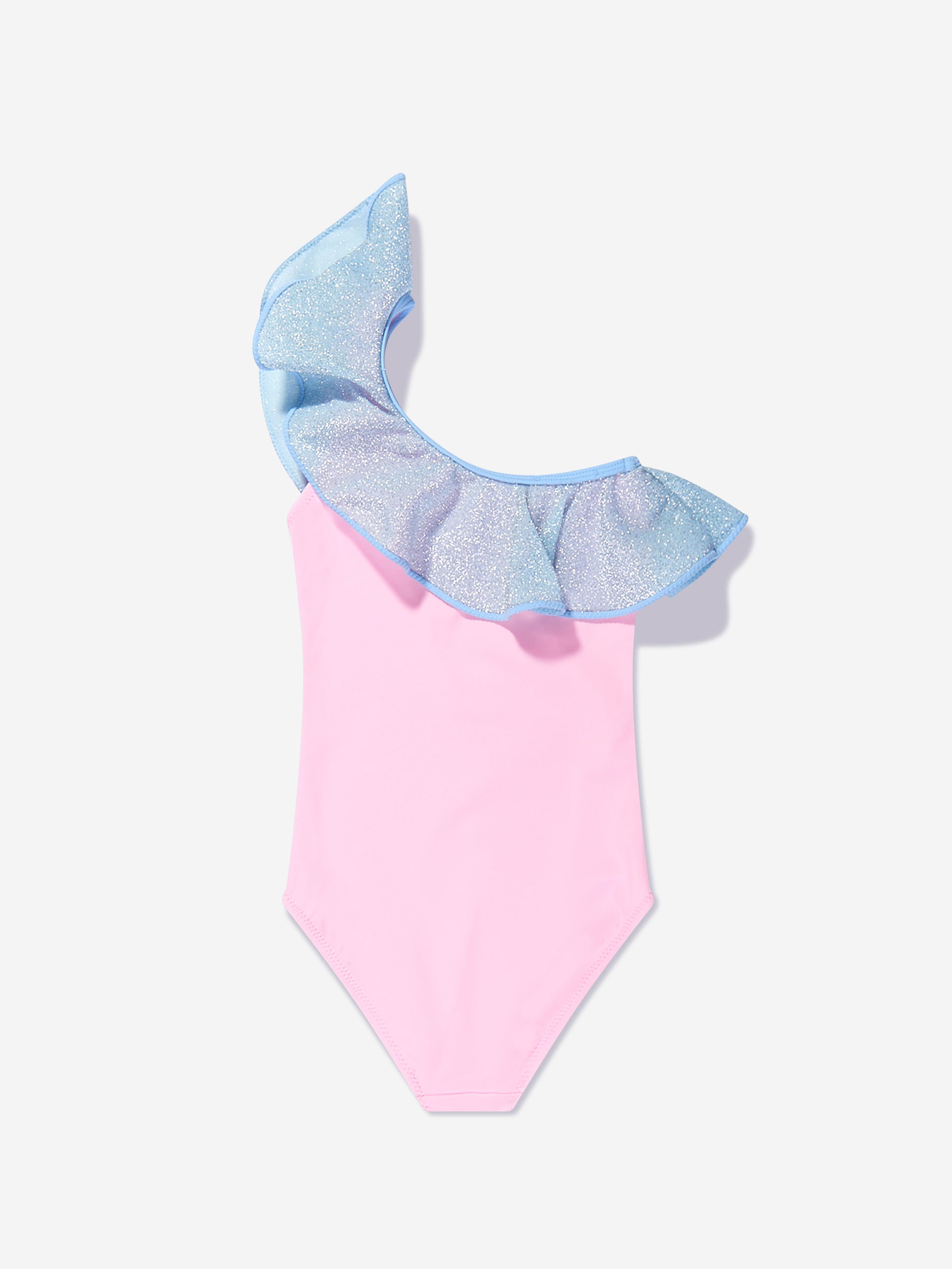 Nessi Byrd Girls Ruffle One Shoulder Silvia Swimsuit in Pink