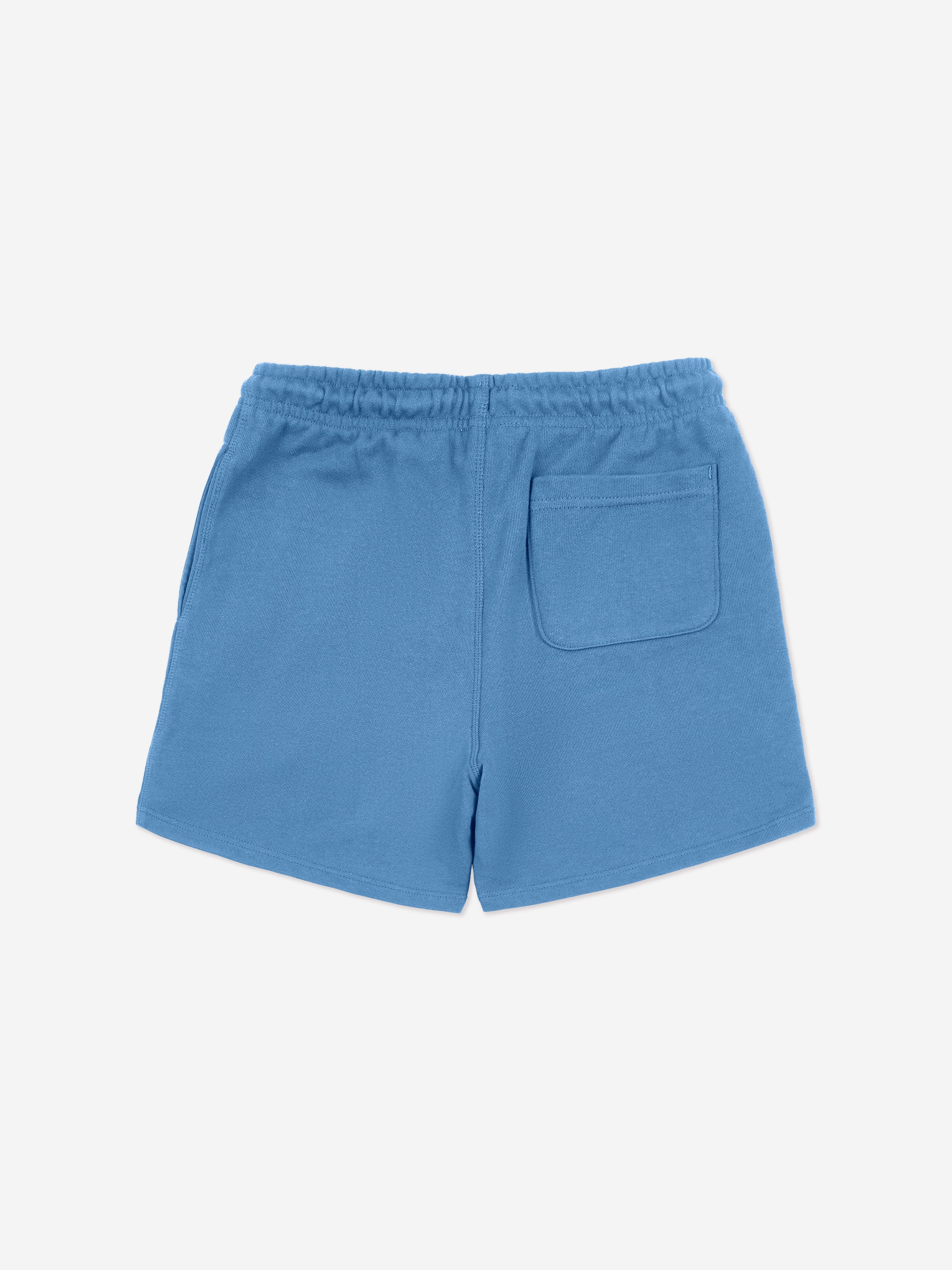 New Balance Boys French Terry Small Logo Shorts in Blue