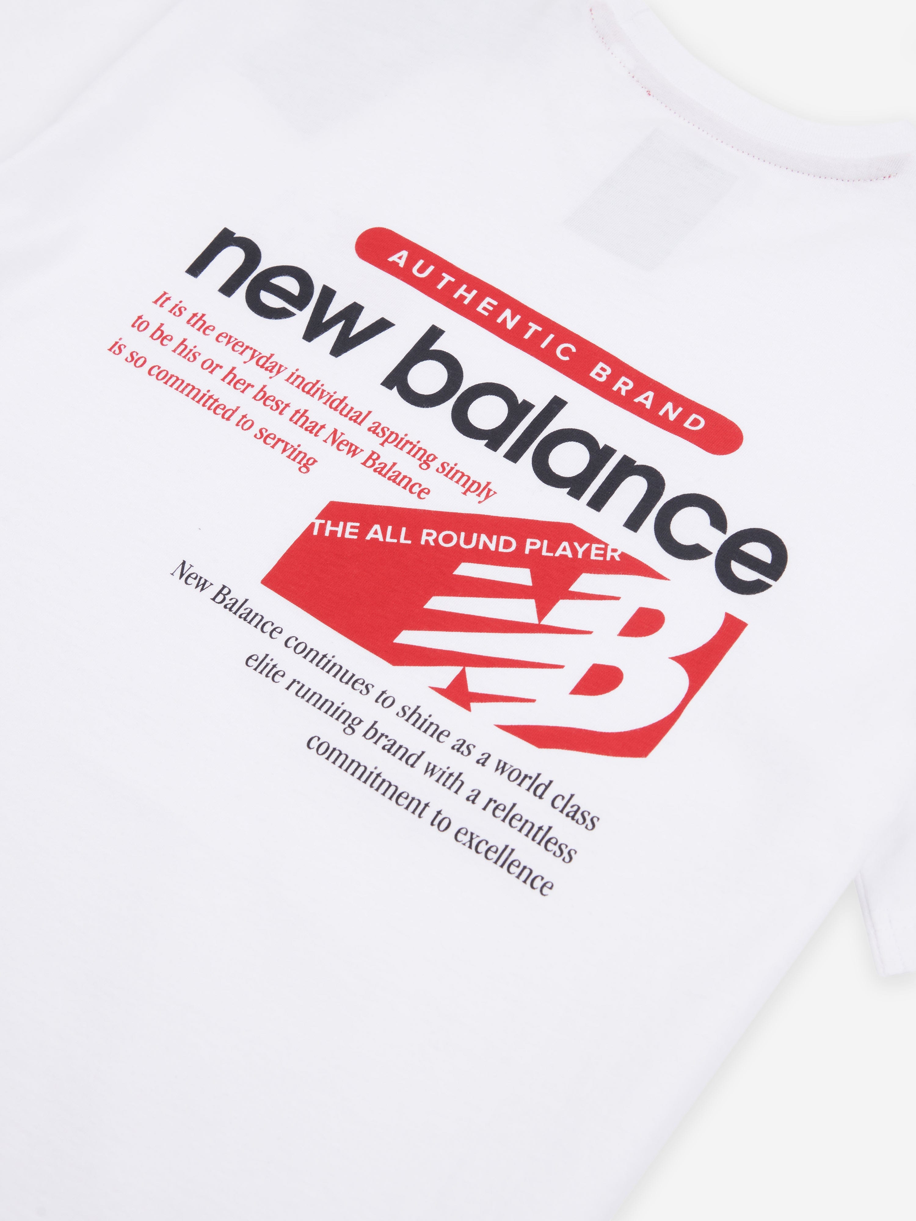 New Balance Boys Authentic Brand T-Shirt in White