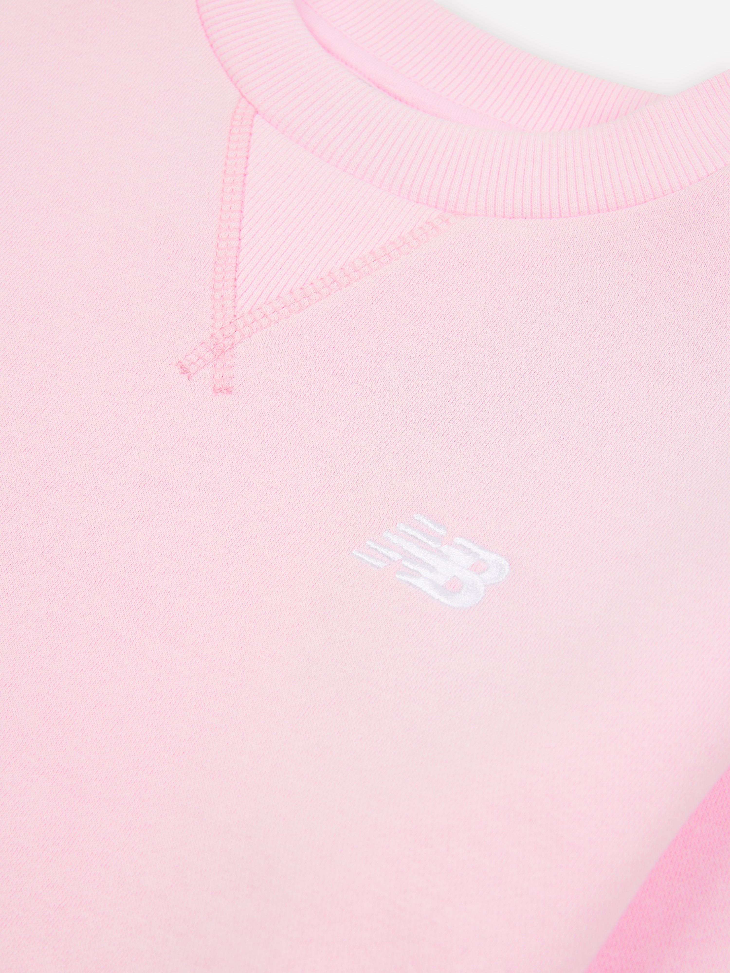 New Balance Girls Brush Back Small Logo Sweatshirt in Pink
