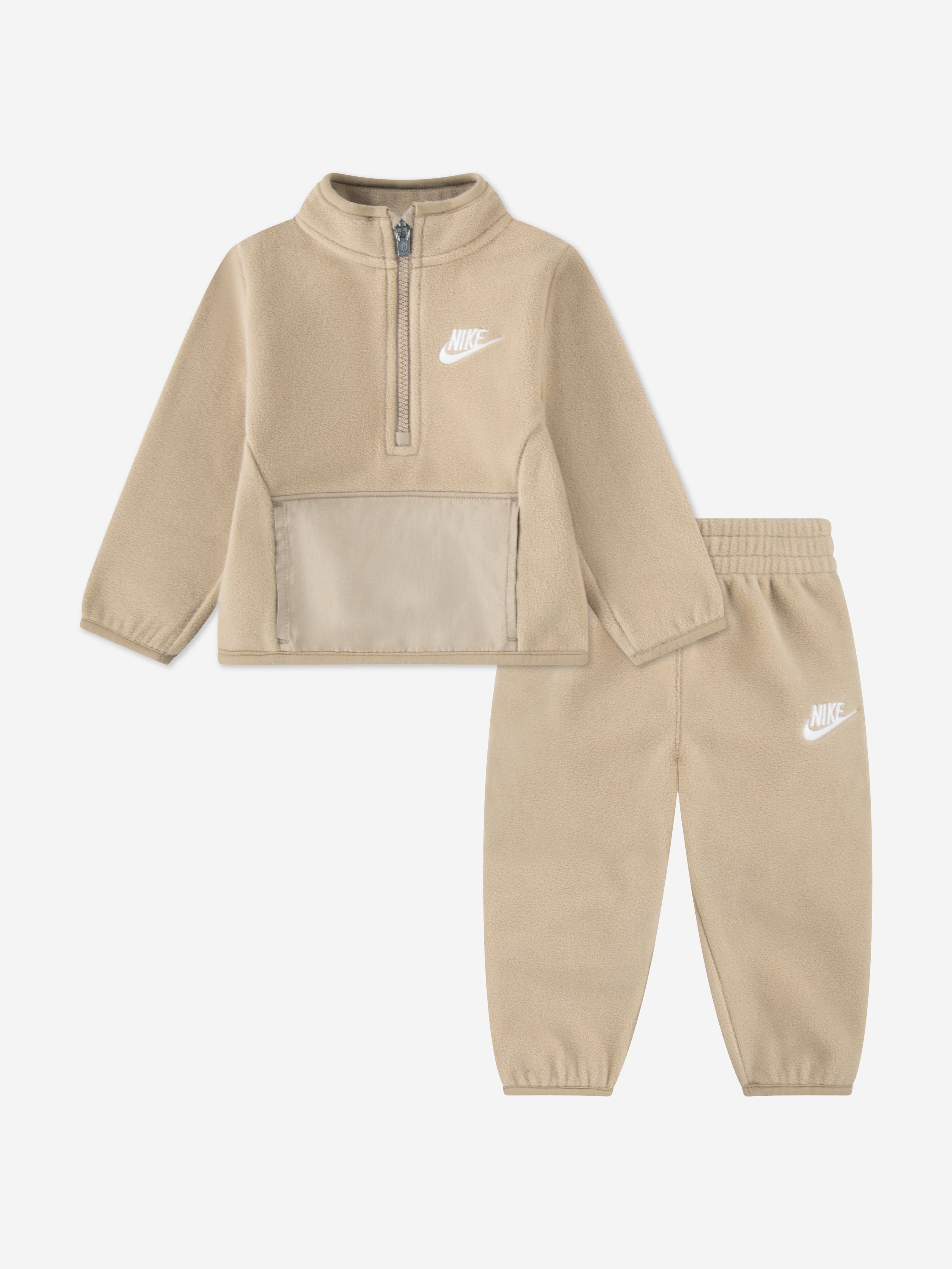 Boys Lifestyle Essential 1/2 Zip Tracksuit in Beige