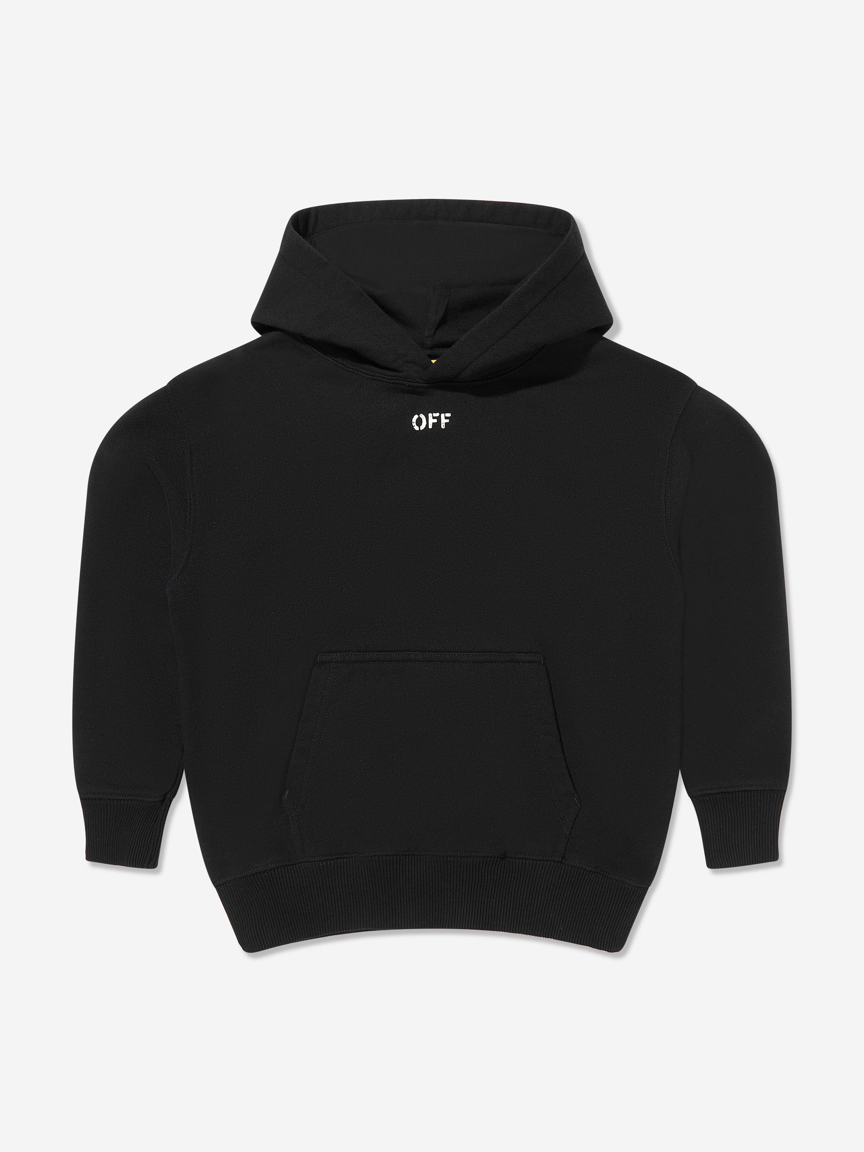 Boys Off Stamp Plain Hoodie in Black