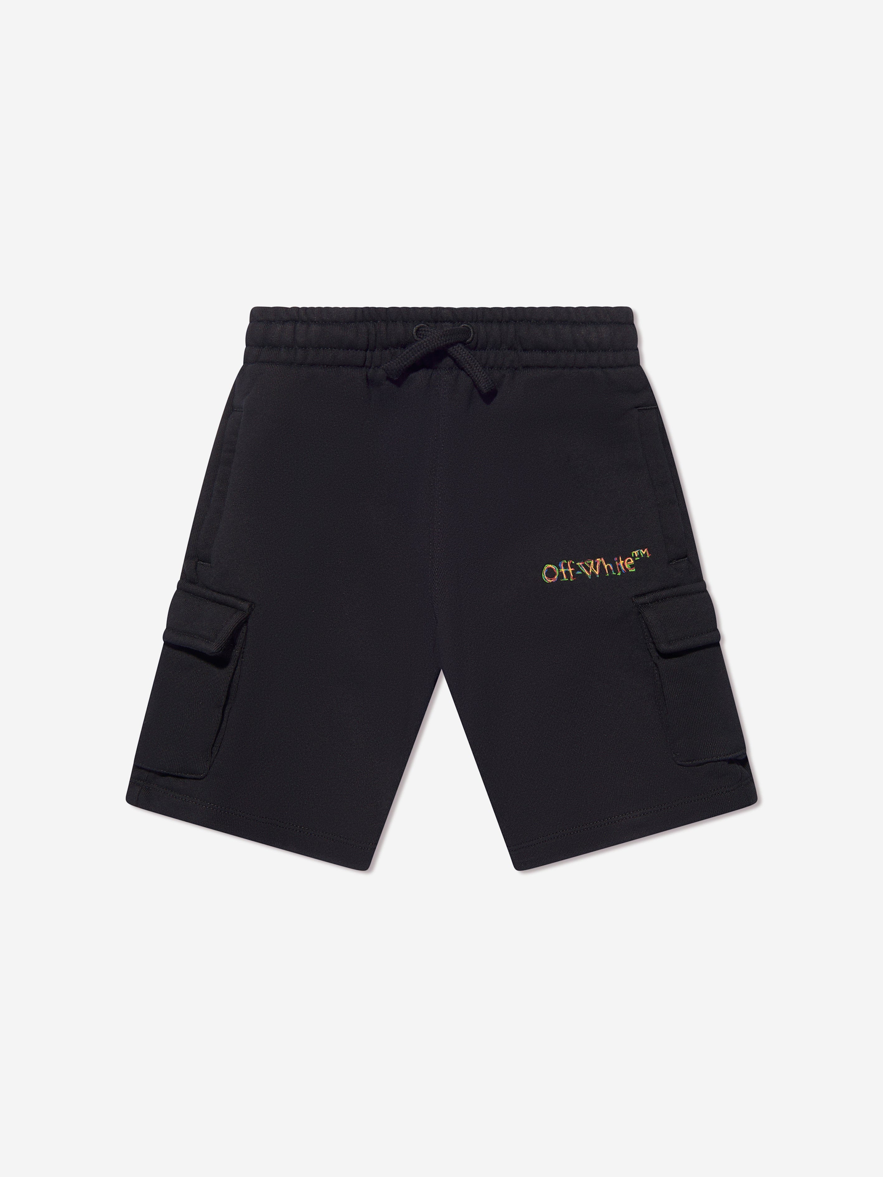 Off-White Boys Logo Stretch Shorts in Black