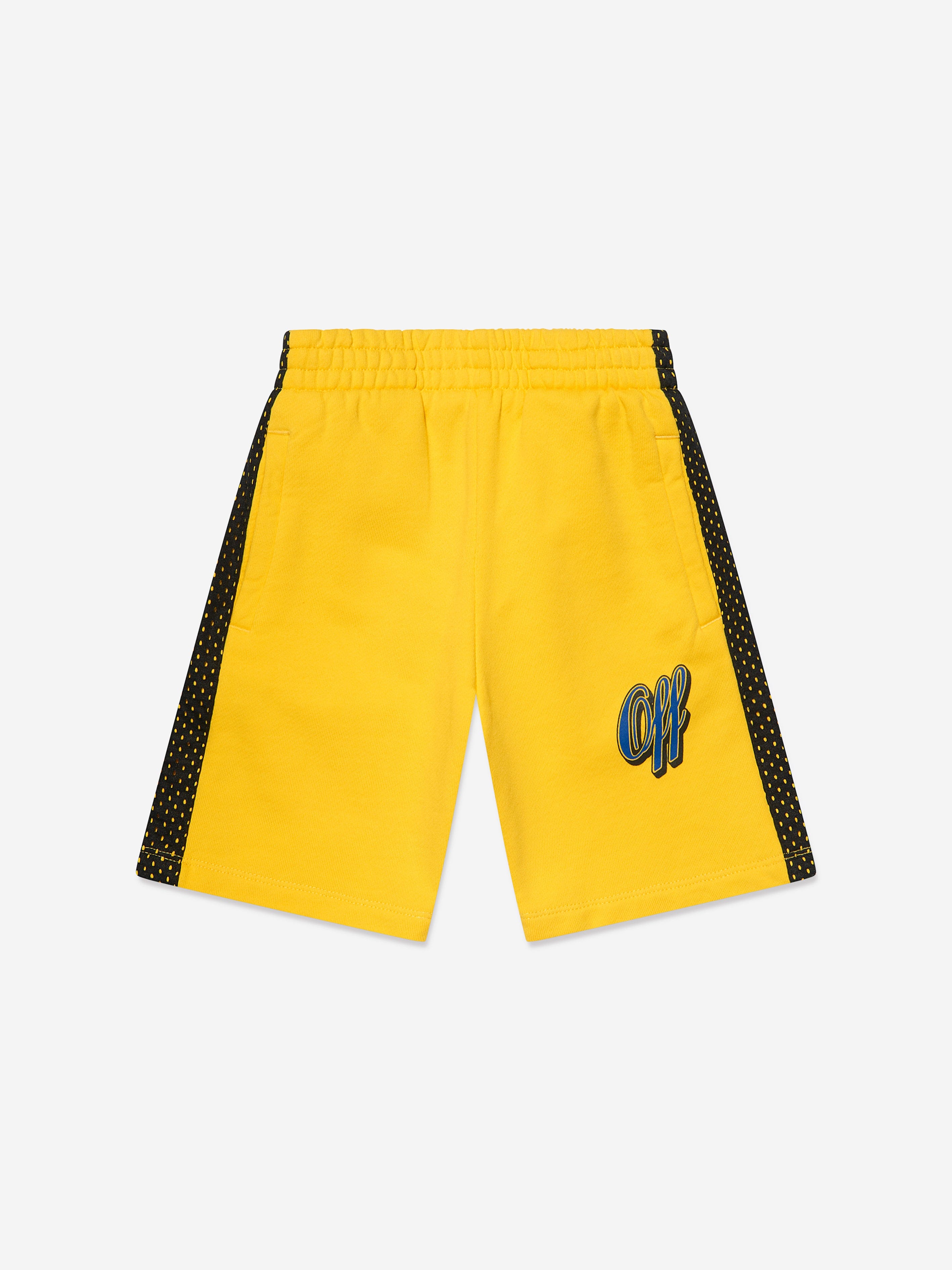 Off-White Boys Baseball Logo Mesh Shorts in Yellow