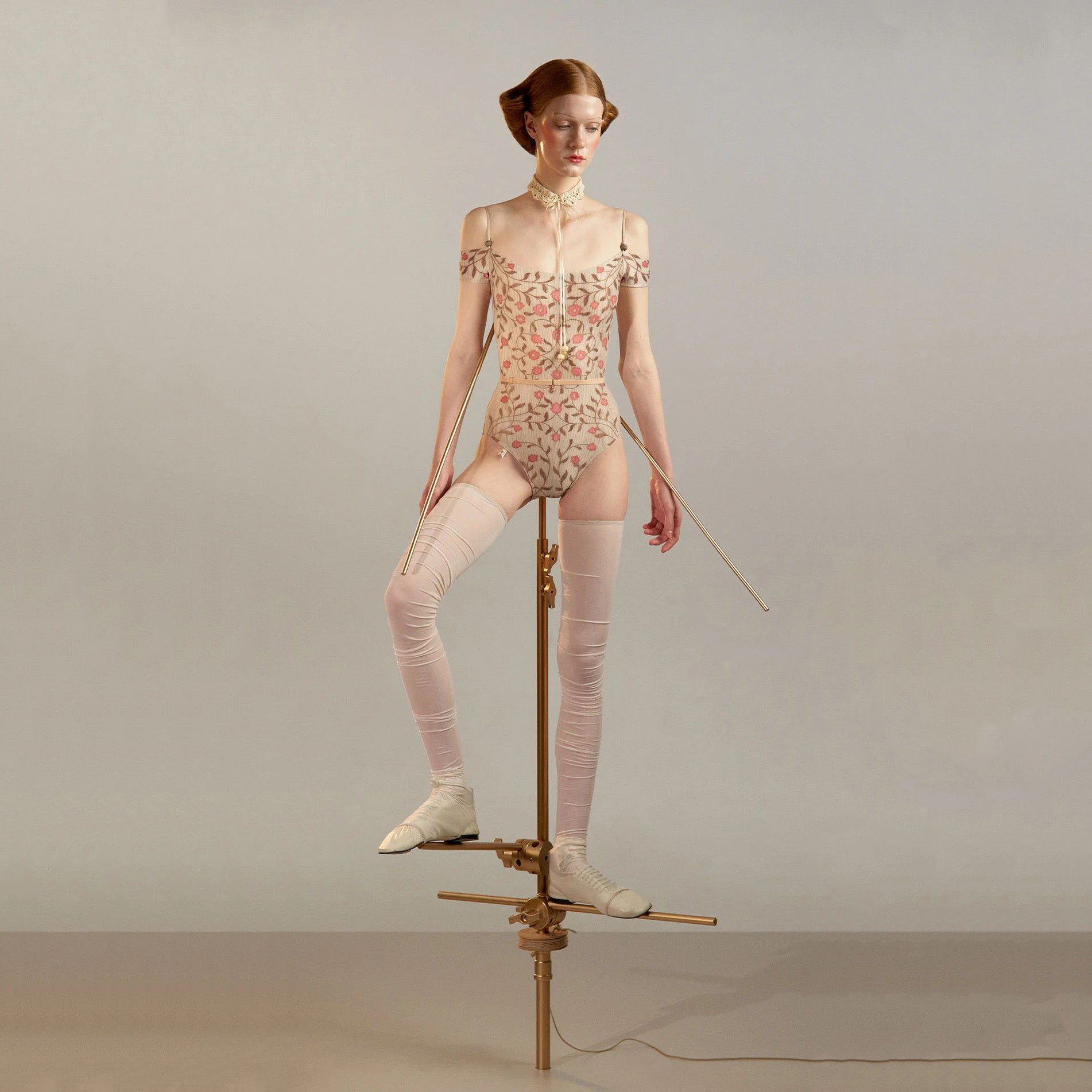 Women Beige"ROSEWOOD INTARSIA"Ballet Onesies(251LE24VL/oak)