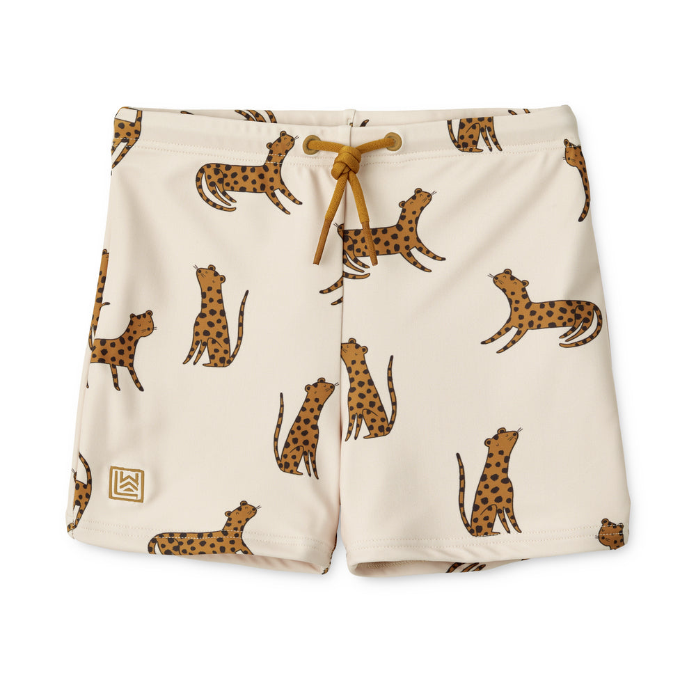 Boys Beige Printed Swim Shorts