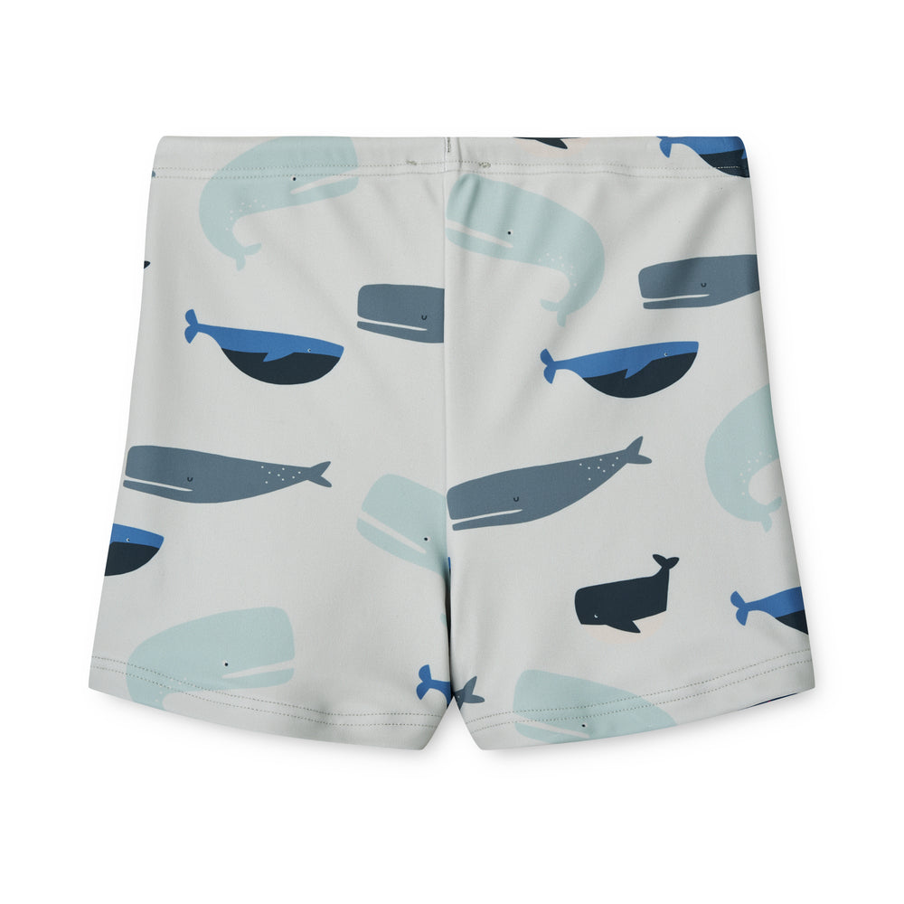 Boys Light Blue Printed Swim Shorts