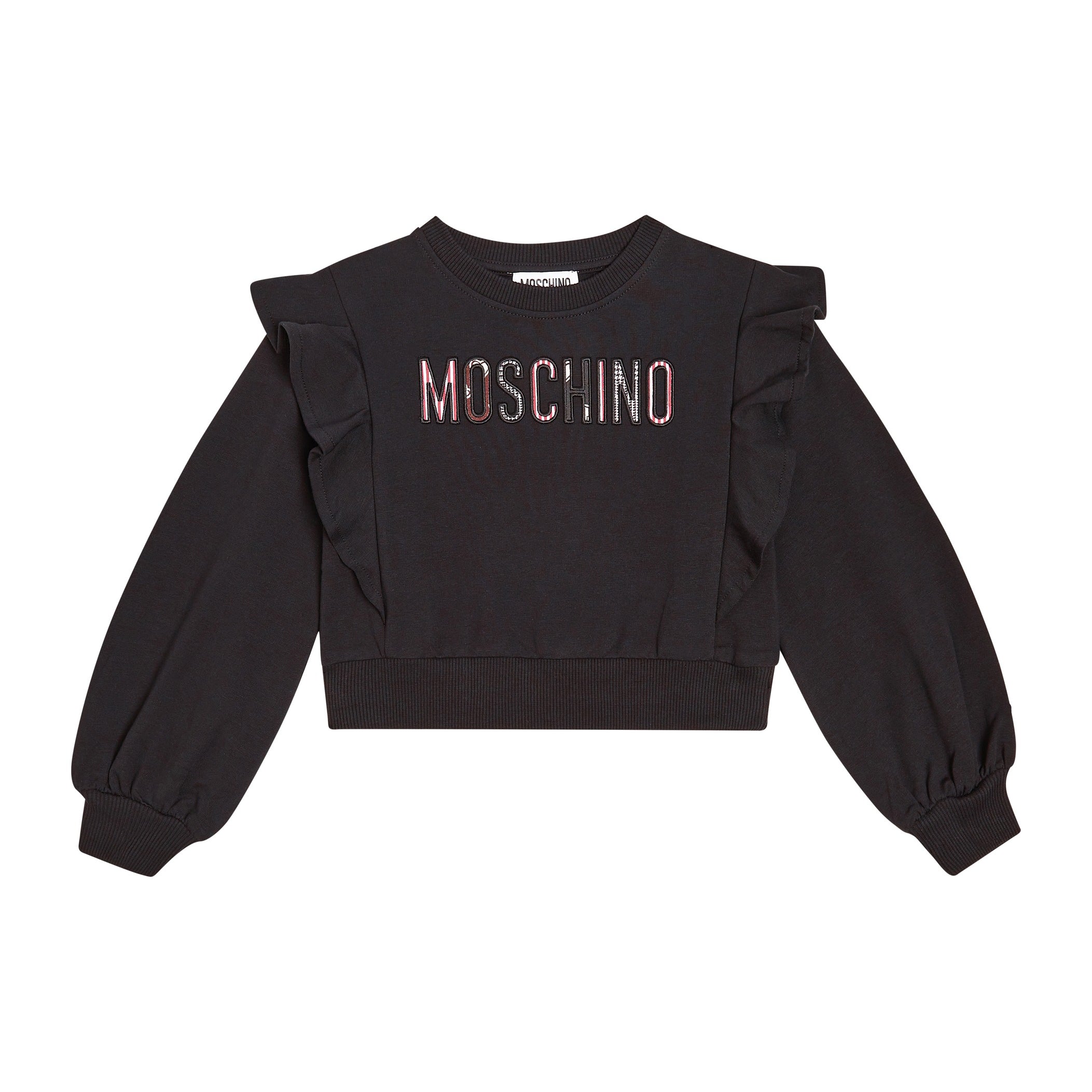 Girls Black Logo Cotton Sweatshirt
