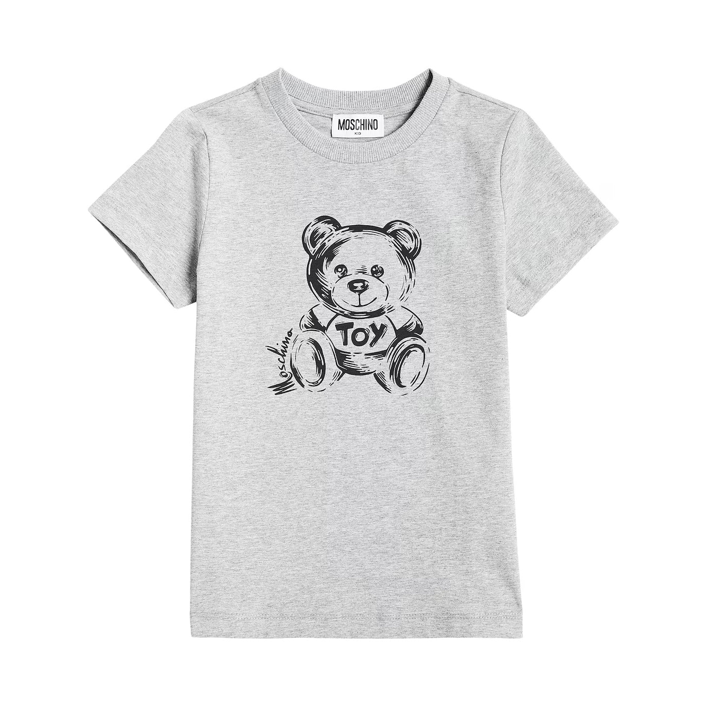 Boys & Girls Grey Teddy Bear Cotton T-Shirt