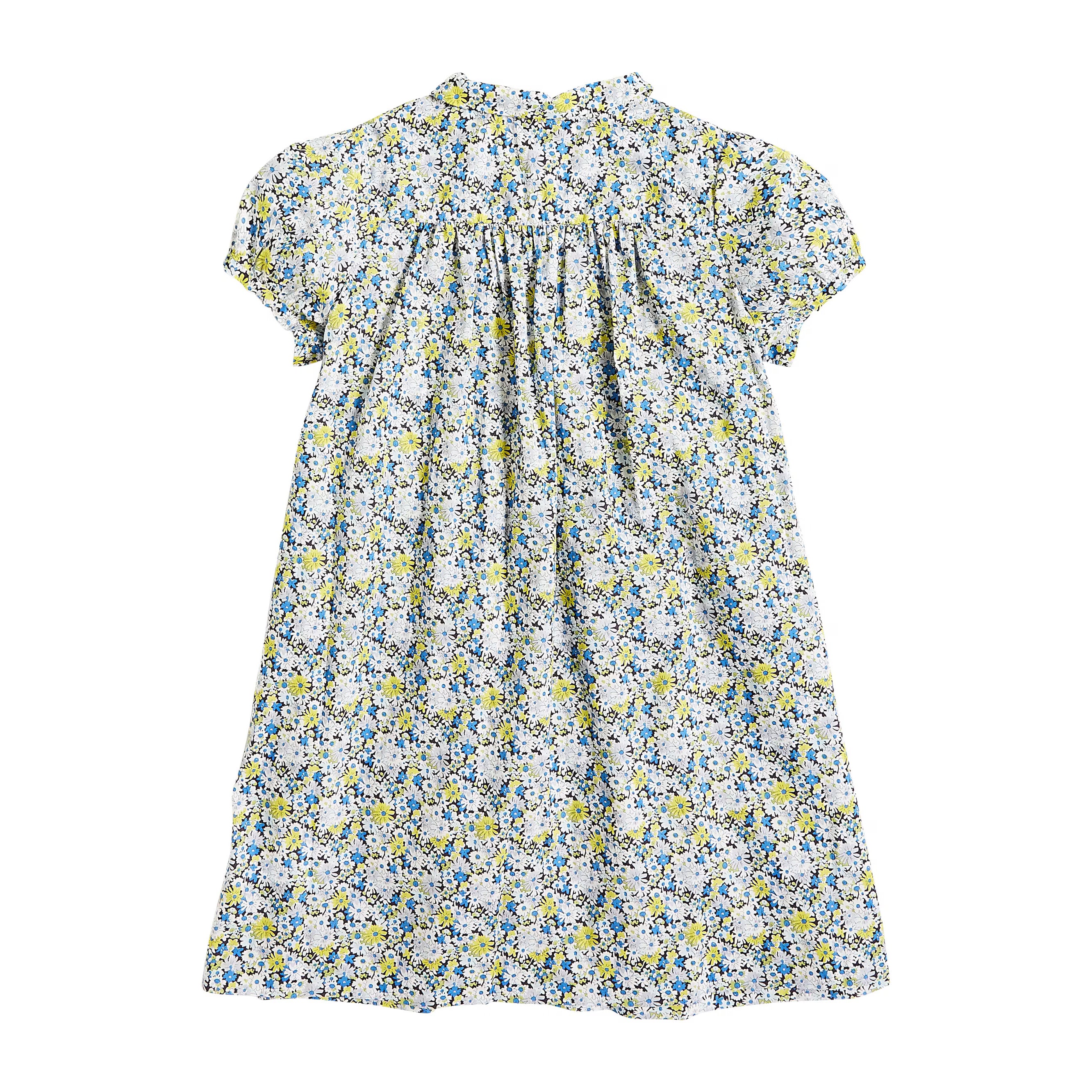 Girls Blue Floral Cotton Dress